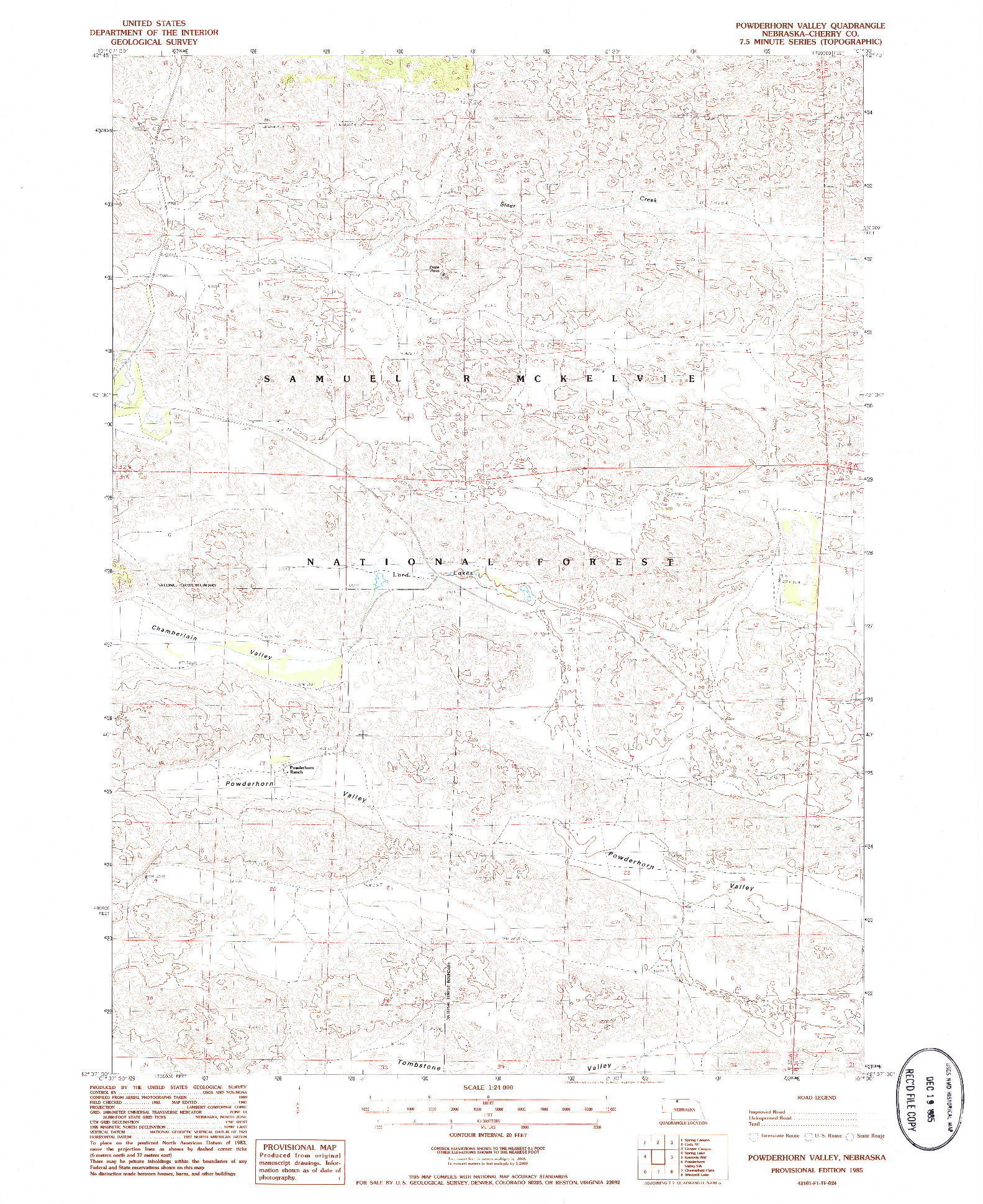 USGS 1:24000-SCALE QUADRANGLE FOR POWDERHORN VALLEY, NE 1985