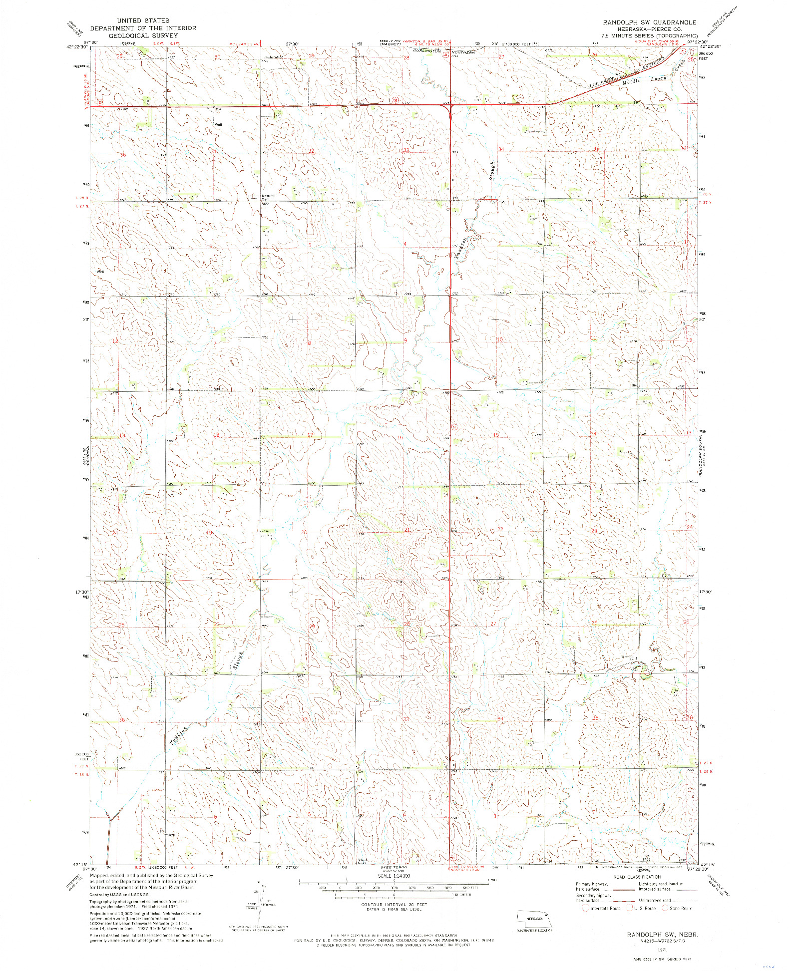 USGS 1:24000-SCALE QUADRANGLE FOR RANDOLPH SW, NE 1971