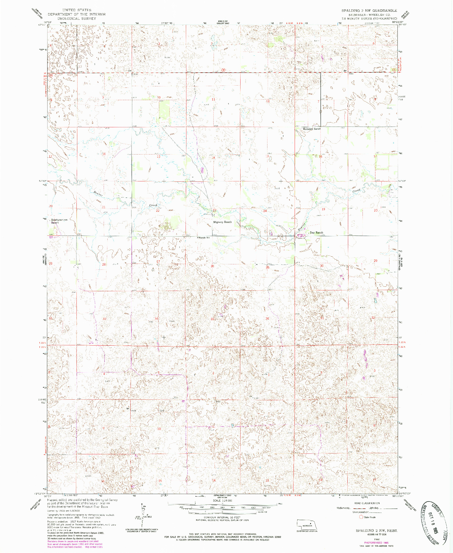 USGS 1:24000-SCALE QUADRANGLE FOR SPALDING 2 NW, NE 1960