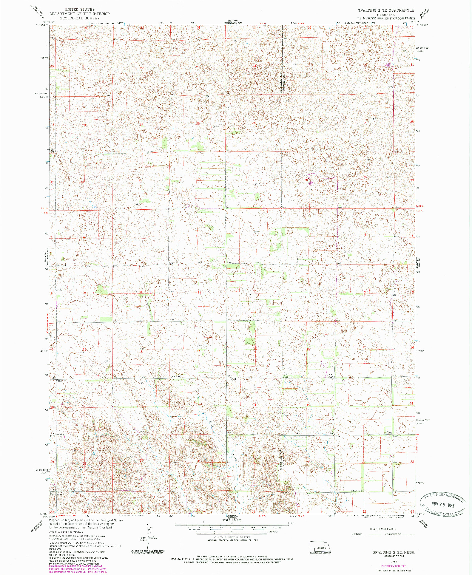 USGS 1:24000-SCALE QUADRANGLE FOR SPALDING 2 SE, NE 1960