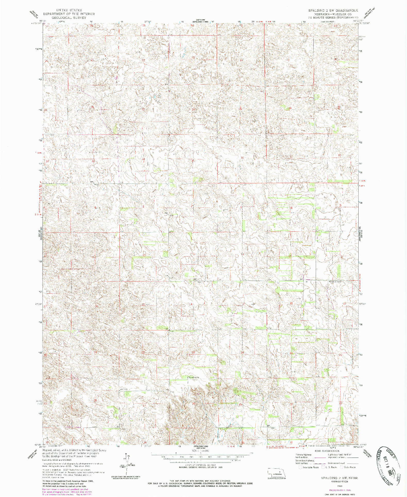 USGS 1:24000-SCALE QUADRANGLE FOR SPALDING 2 SW, NE 1960