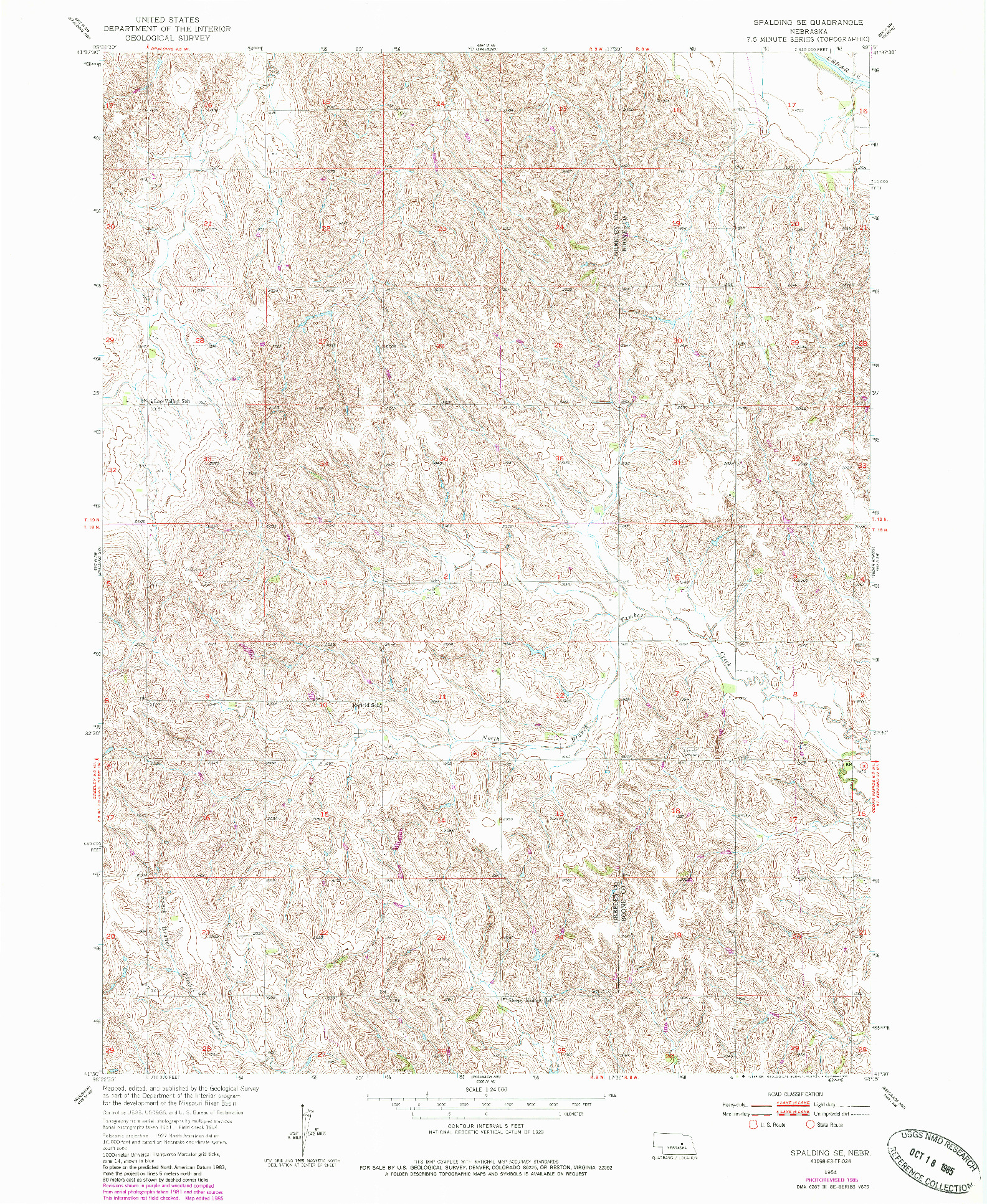 USGS 1:24000-SCALE QUADRANGLE FOR SPALDING SE, NE 1954