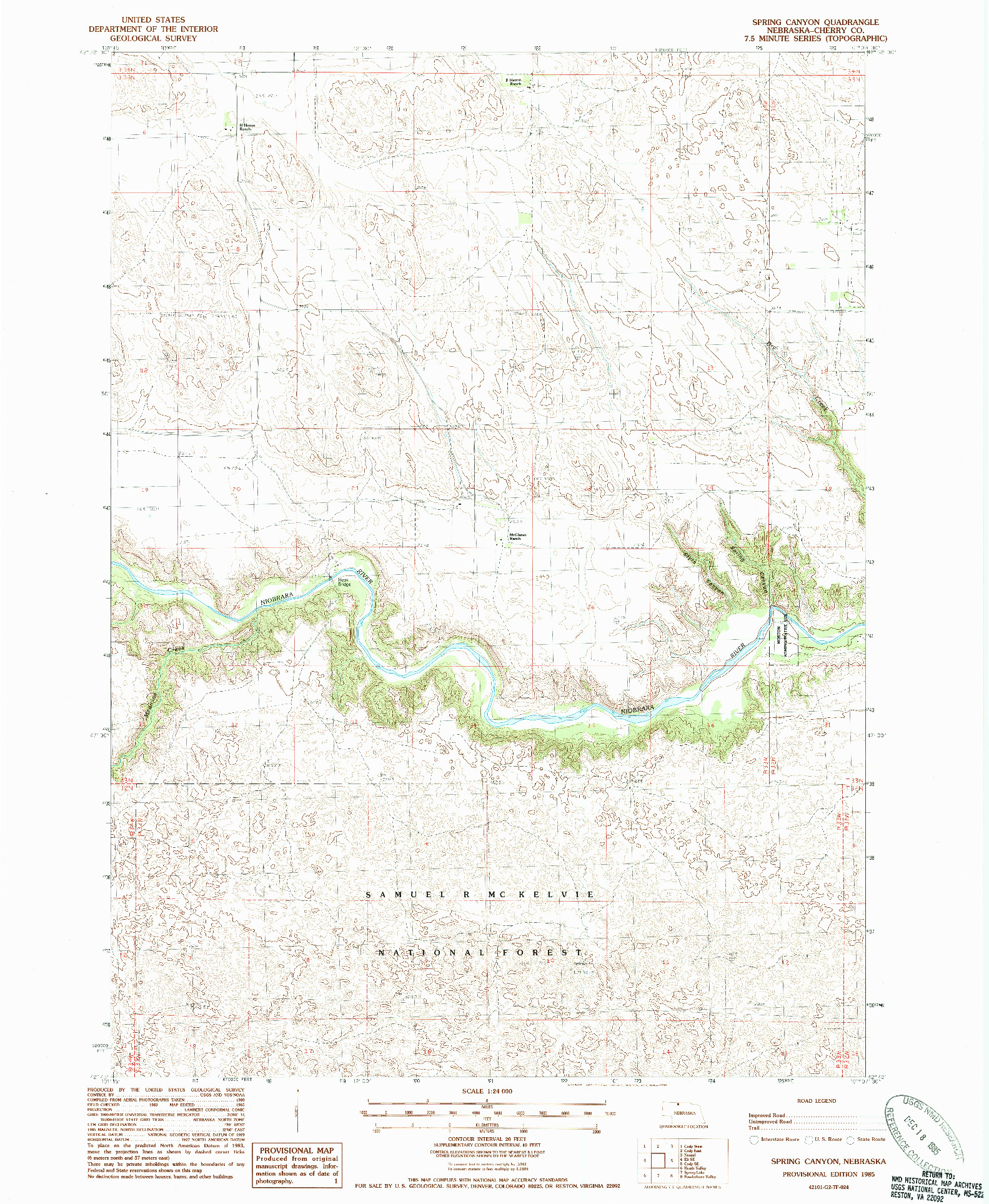USGS 1:24000-SCALE QUADRANGLE FOR SPRING CANYON, NE 1985