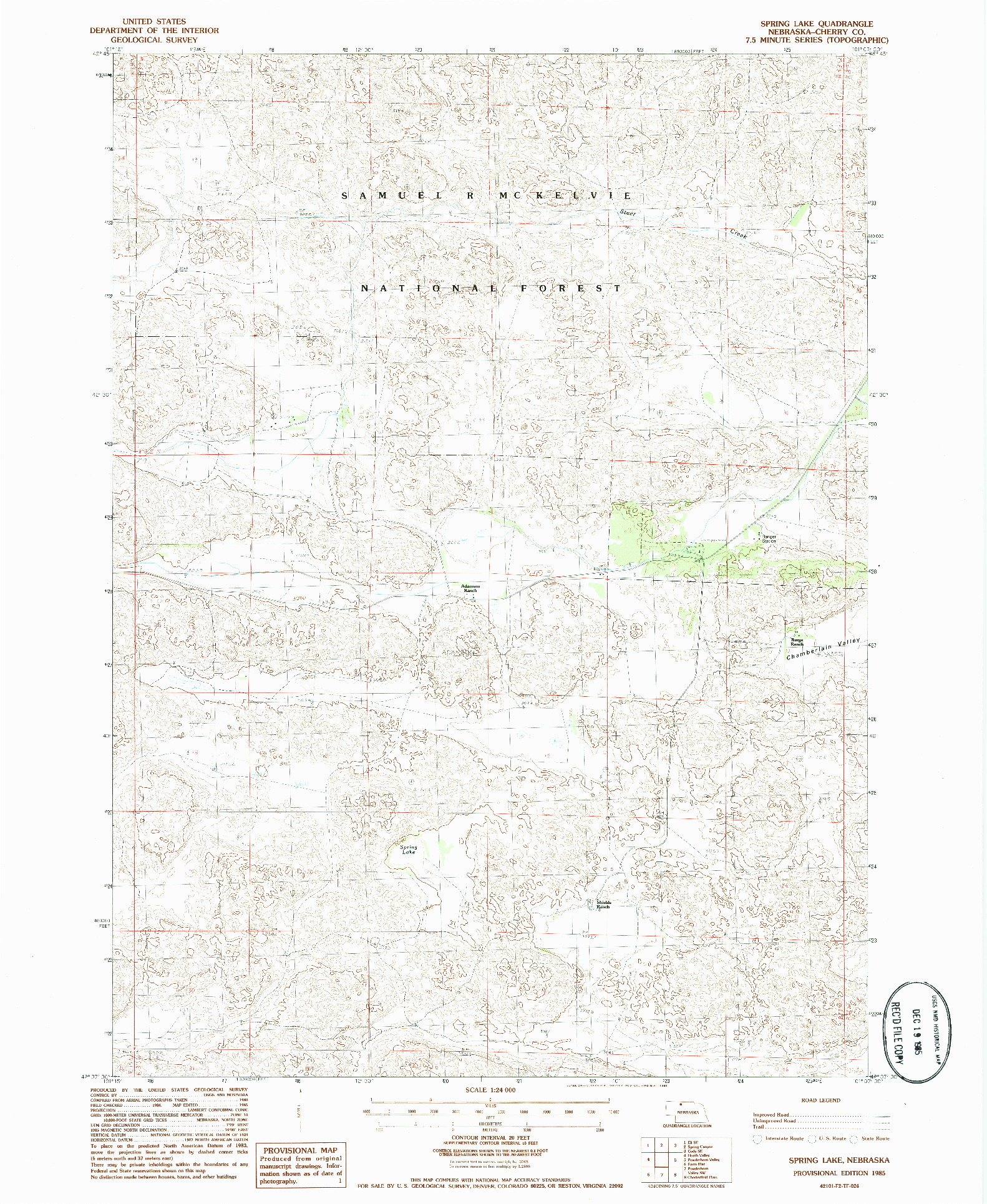 USGS 1:24000-SCALE QUADRANGLE FOR SPRING LAKE, NE 1985