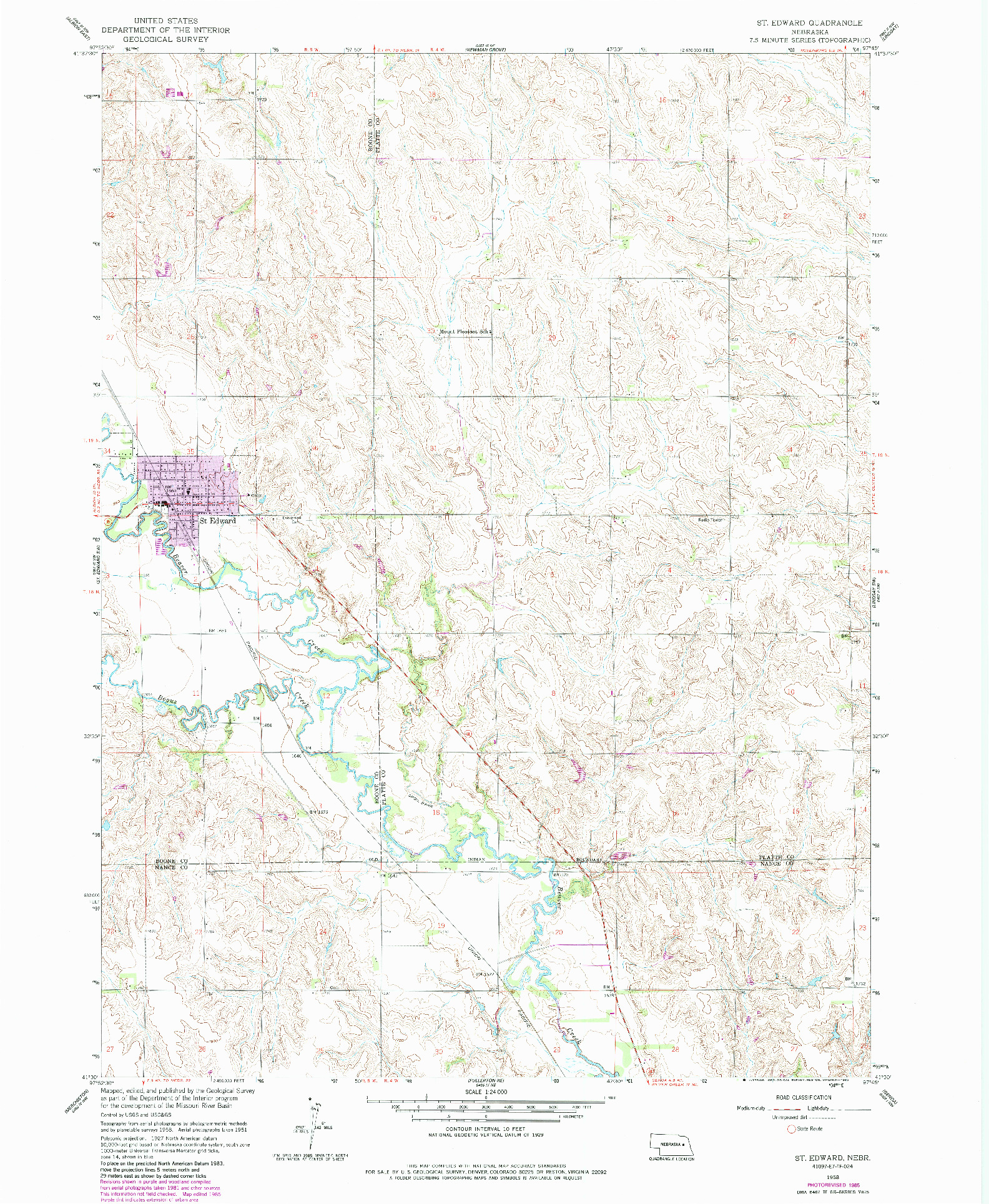 USGS 1:24000-SCALE QUADRANGLE FOR ST. EDWARD, NE 1958