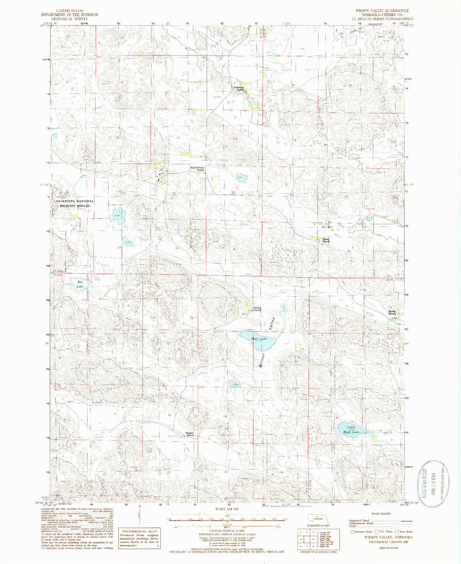 USGS 1:24000-SCALE QUADRANGLE FOR WILSON VALLEY, NE 1985