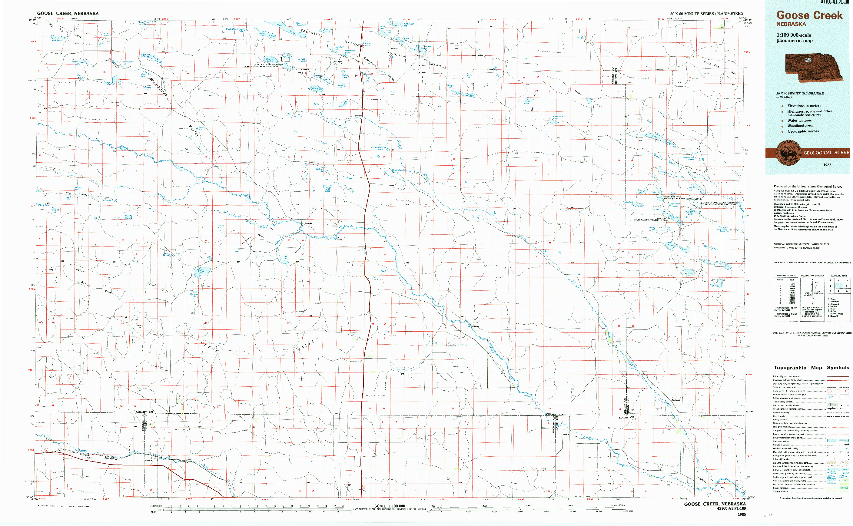 USGS 1:100000-SCALE QUADRANGLE FOR GOOSE CREEK, NE 1985