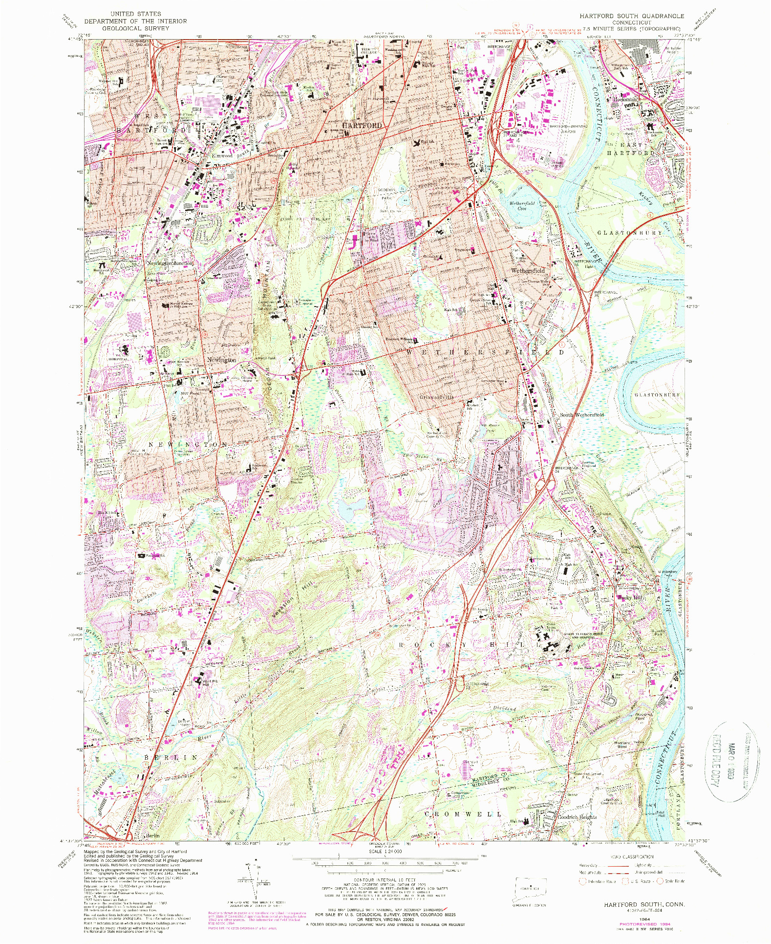 USGS 1:24000-SCALE QUADRANGLE FOR HARTFORD SOUTH, CT 1964