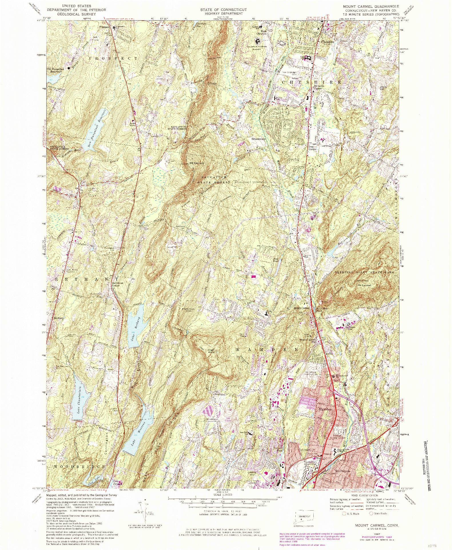 USGS 1:24000-SCALE QUADRANGLE FOR MOUNT CARMEL, CT 1967