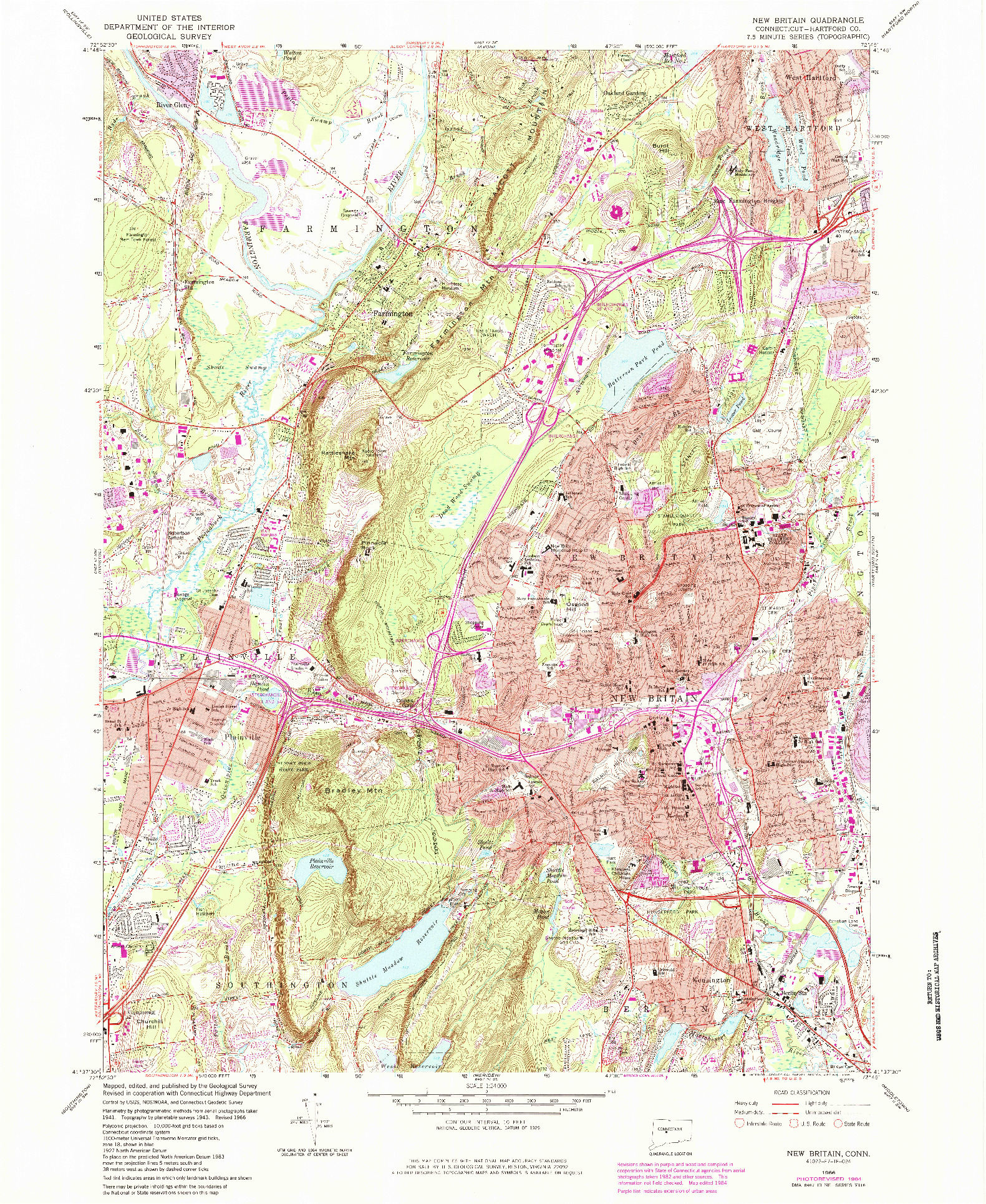 USGS 1:24000-SCALE QUADRANGLE FOR NEW BRITAIN, CT 1966