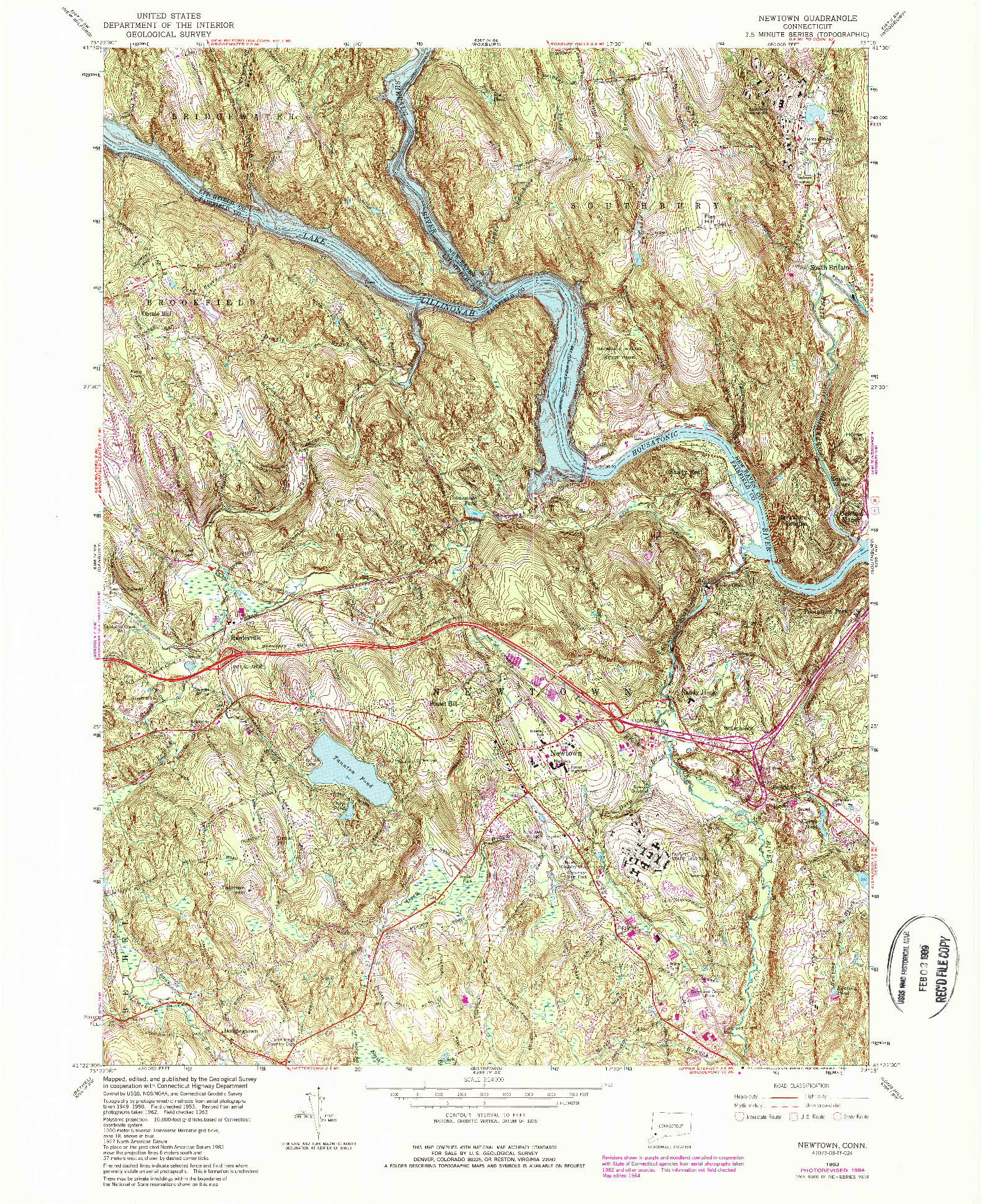 USGS 1:24000-SCALE QUADRANGLE FOR NEWTOWN, CT 1963