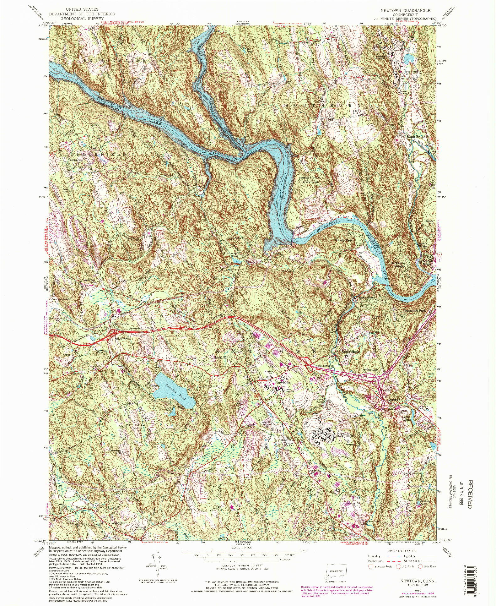 USGS 1:24000-SCALE QUADRANGLE FOR NEWTOWN, CT 1963