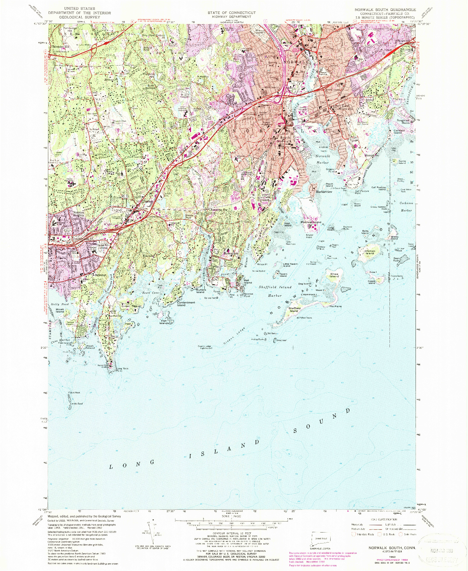 USGS 1:24000-SCALE QUADRANGLE FOR NORWALK SOUTH, CT 1960