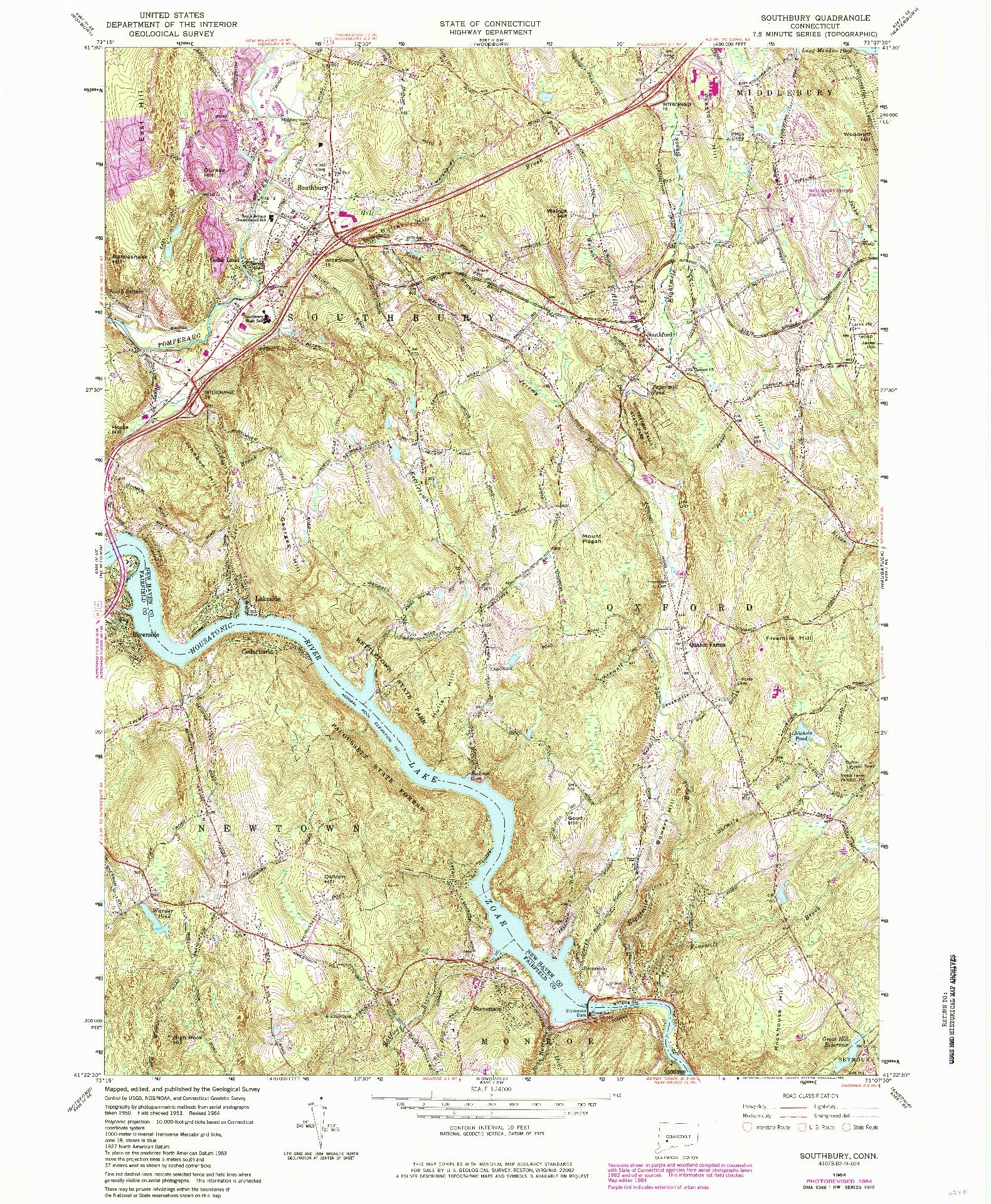 USGS 1:24000-SCALE QUADRANGLE FOR SOUTHBURY, CT 1964