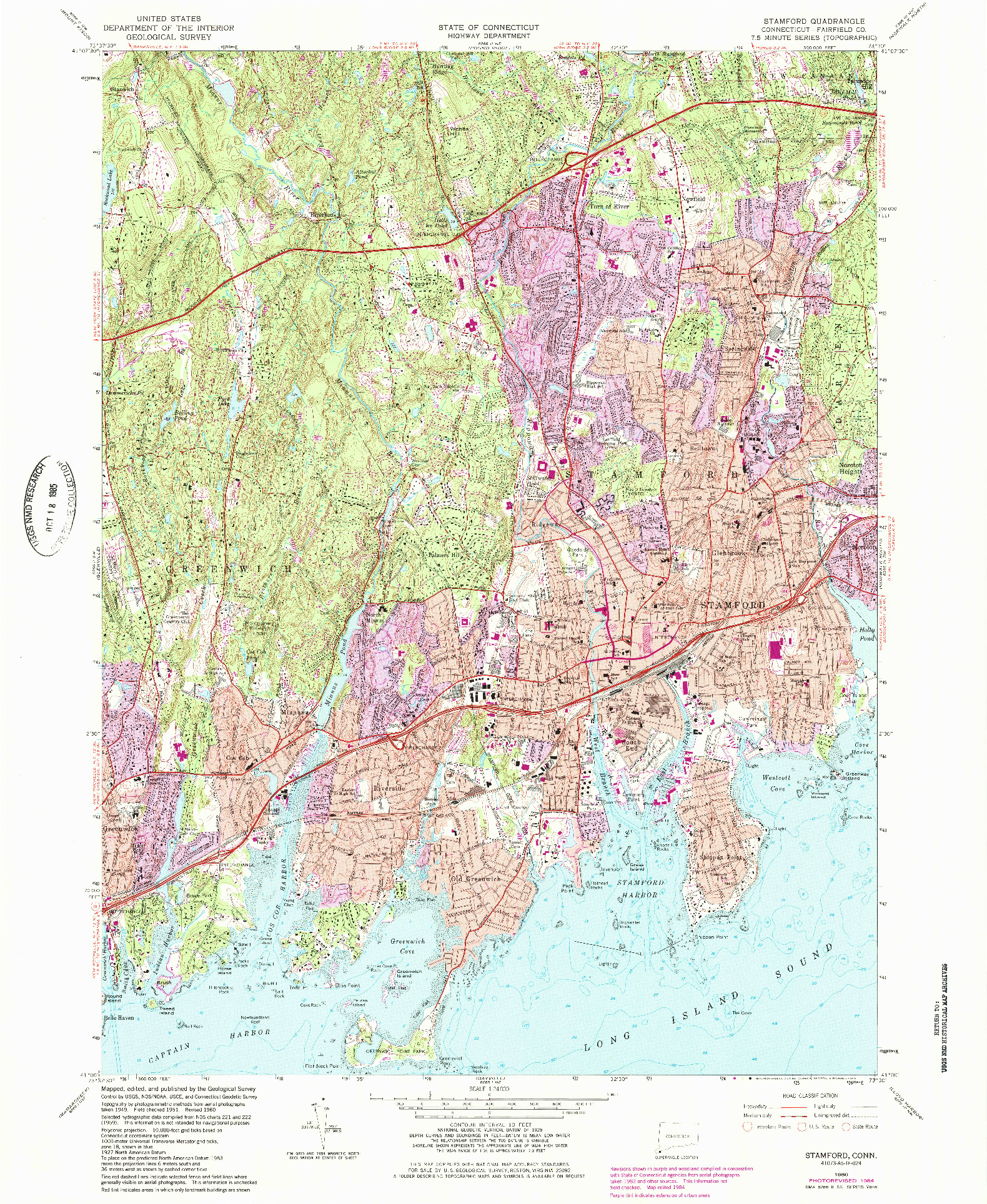 USGS 1:24000-SCALE QUADRANGLE FOR STAMFORD, CT 1960