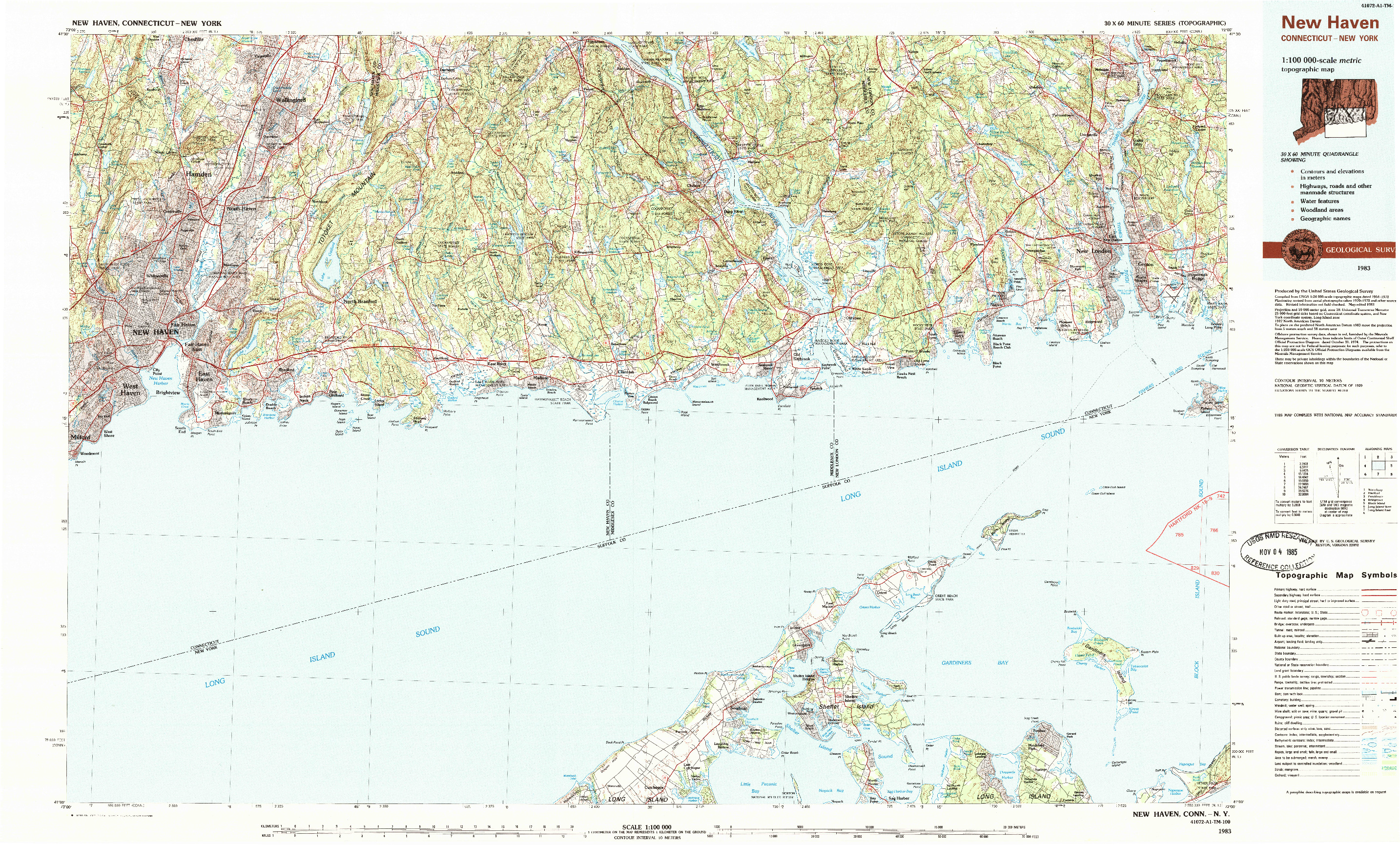 USGS 1:100000-SCALE QUADRANGLE FOR NEW HAVEN, CT 1983