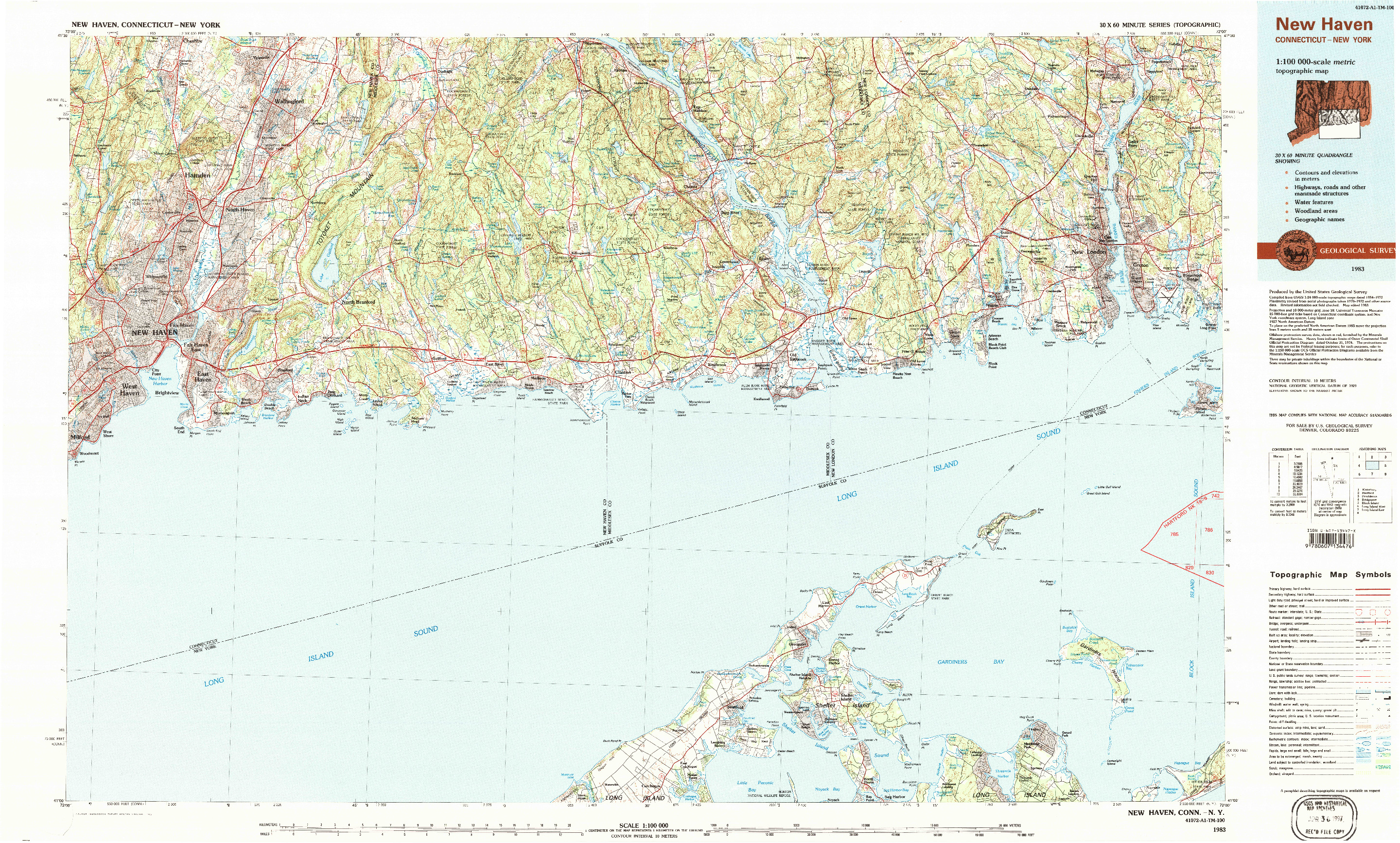 USGS 1:100000-SCALE QUADRANGLE FOR NEW HAVEN, CT 1983