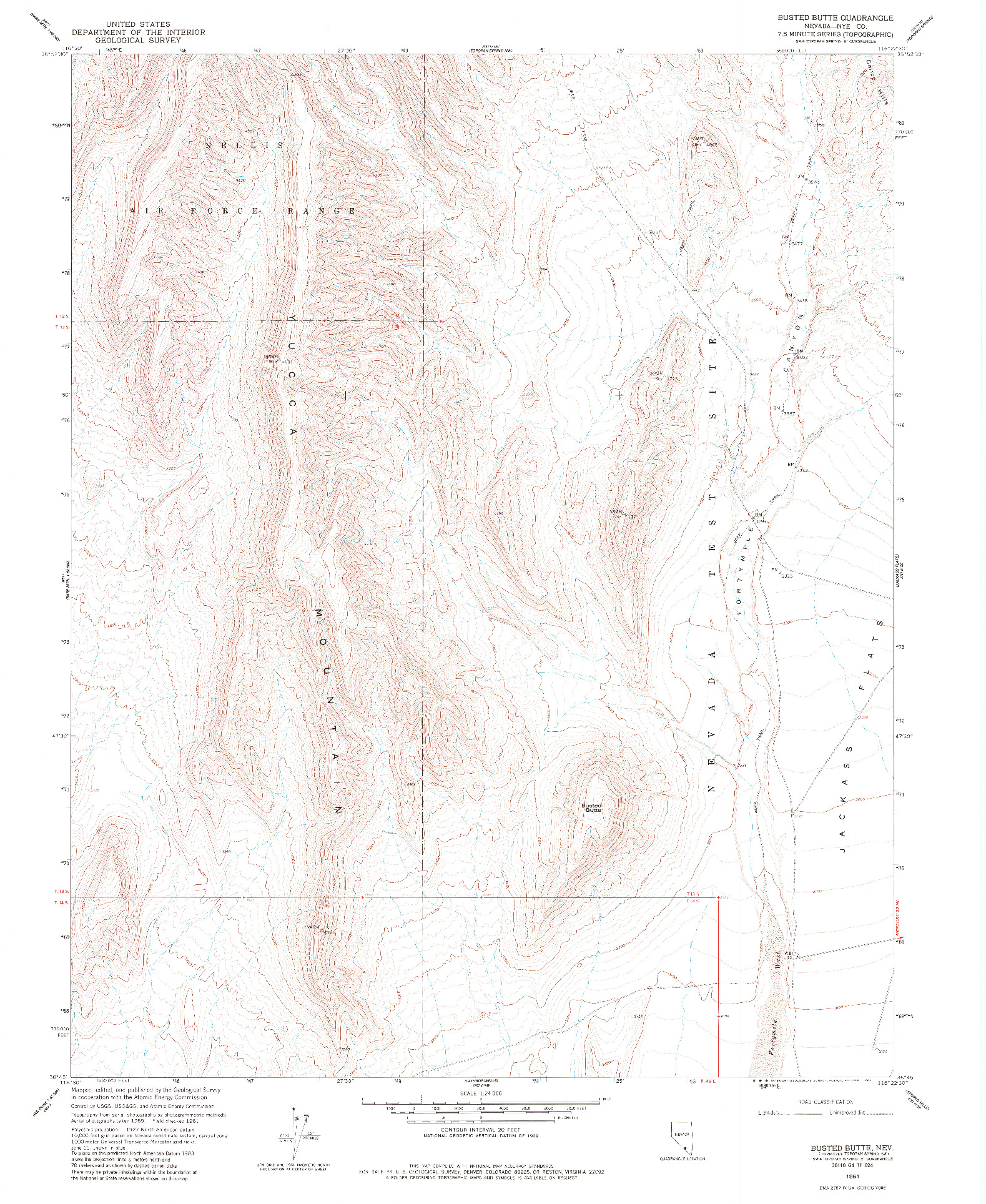 USGS 1:24000-SCALE QUADRANGLE FOR BUSTED BUTTE, NV 1961