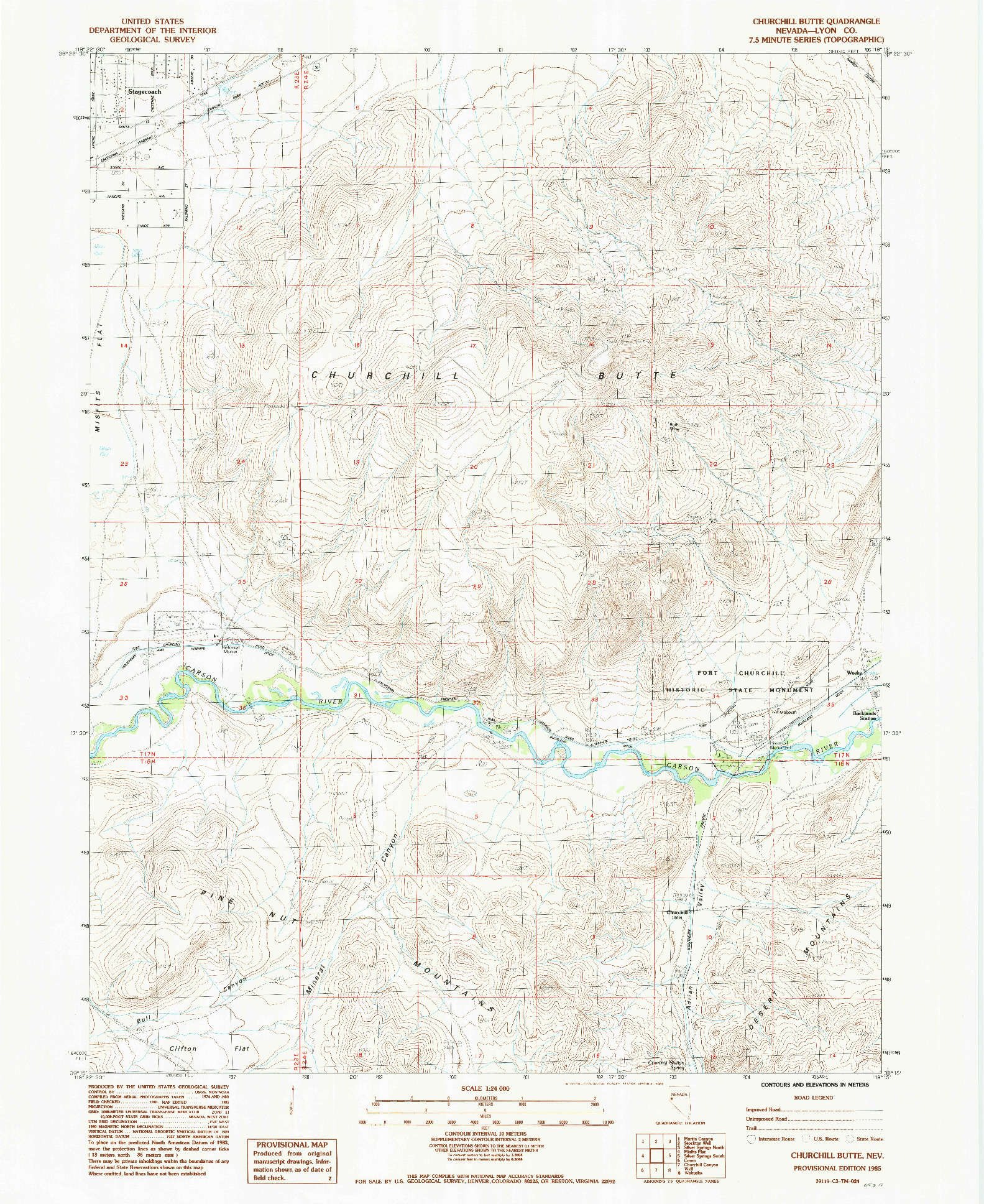 USGS 1:24000-SCALE QUADRANGLE FOR CHURCHILL BUTTE, NV 1985