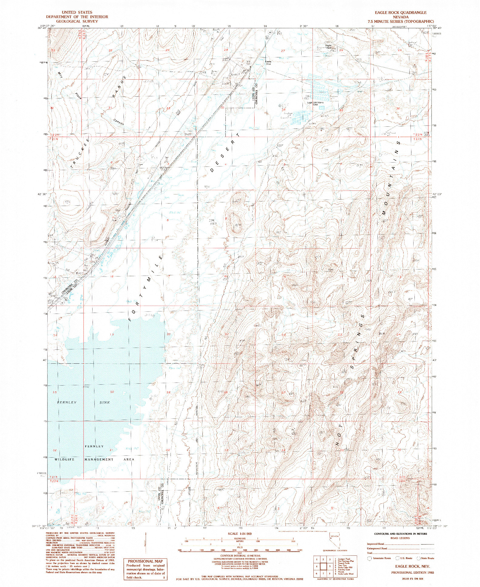 USGS 1:24000-SCALE QUADRANGLE FOR EAGLE ROCK, NV 1985
