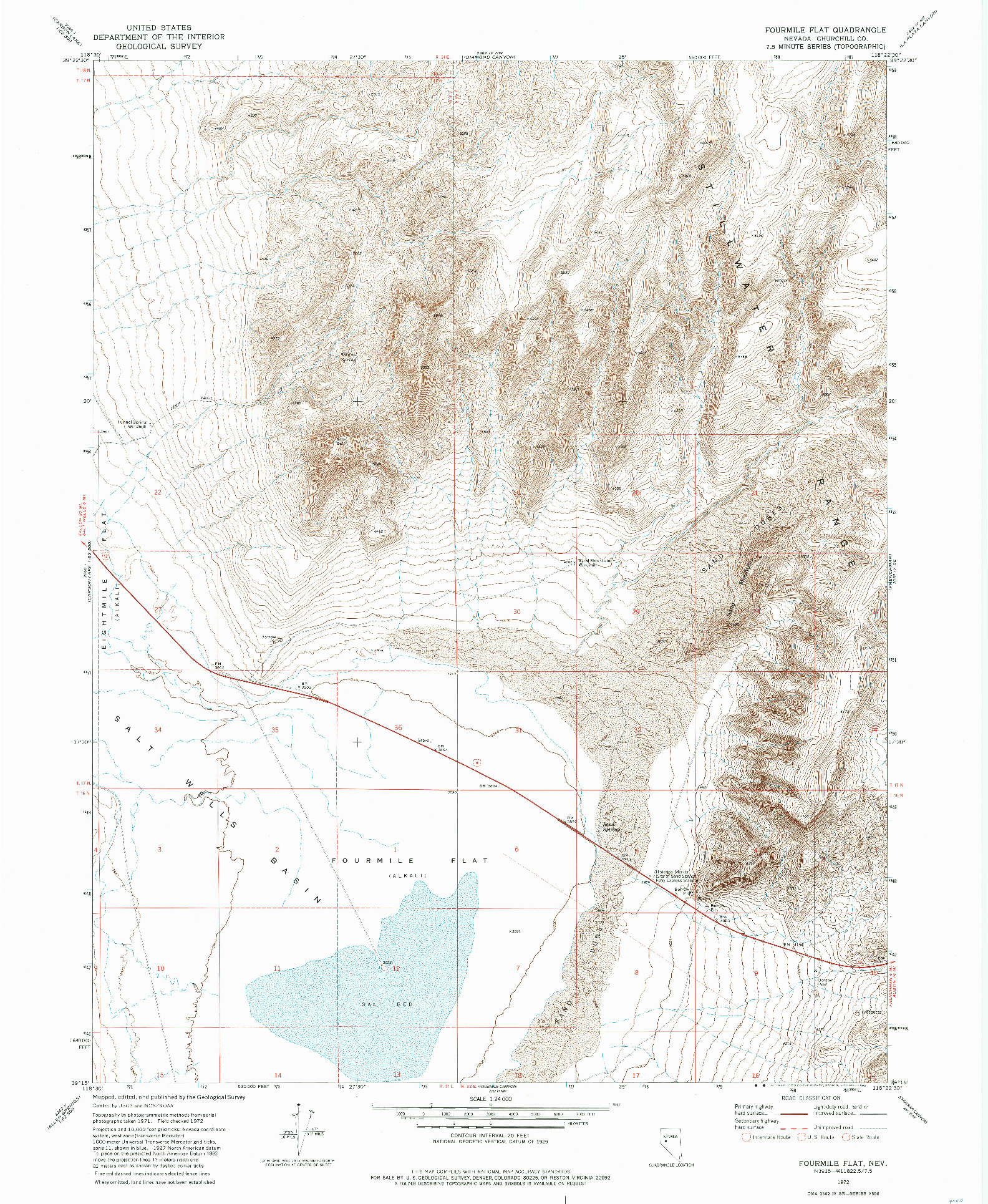 USGS 1:24000-SCALE QUADRANGLE FOR FOURMILE FLAT, NV 1972