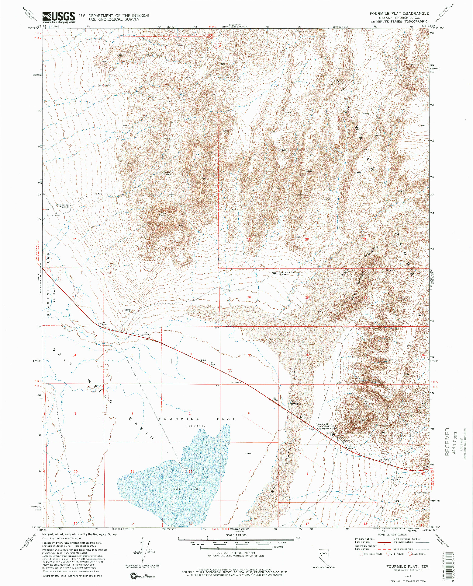 USGS 1:24000-SCALE QUADRANGLE FOR FOURMILE FLAT, NV 1972