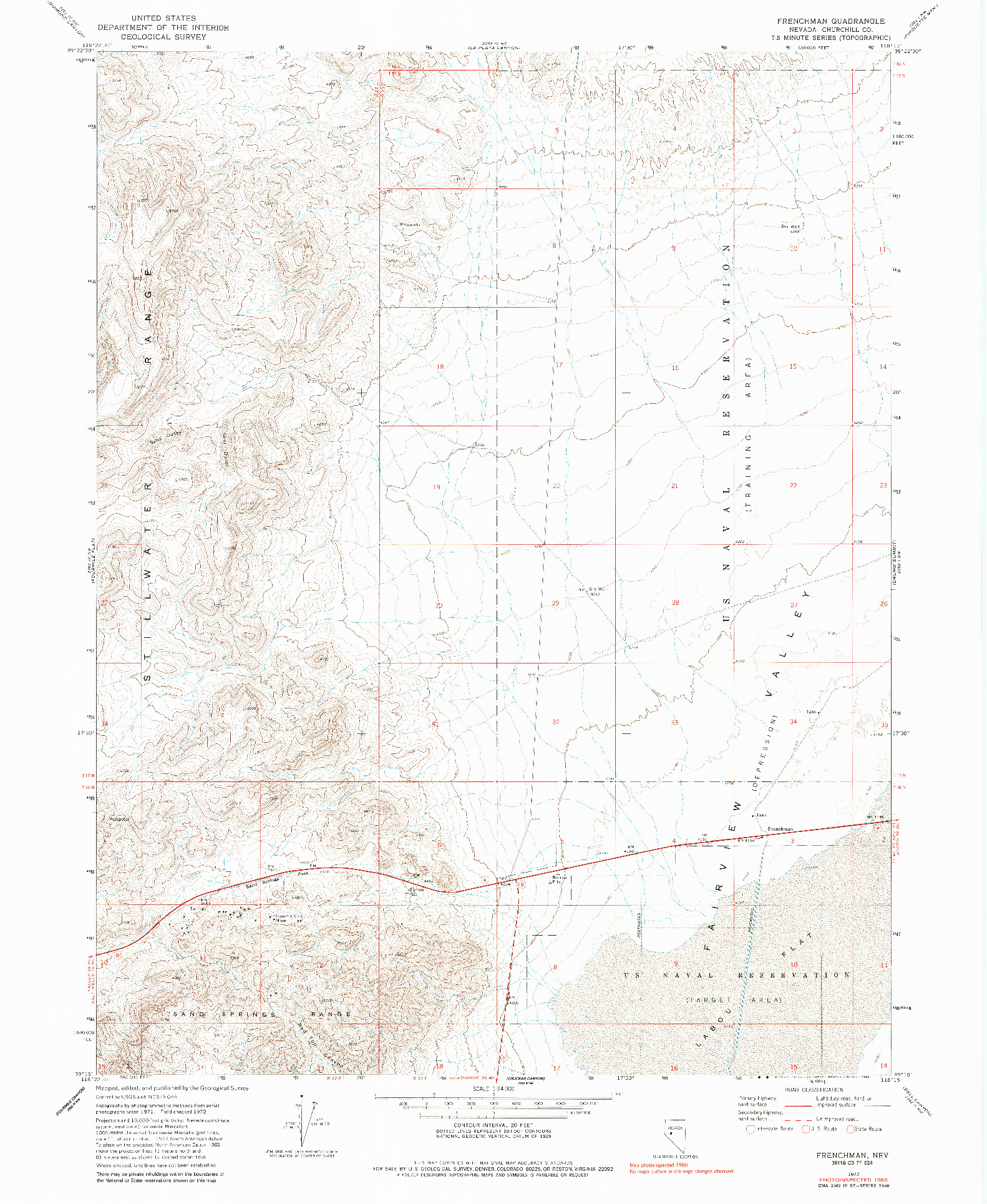 USGS 1:24000-SCALE QUADRANGLE FOR FRENCHMAN, NV 1972