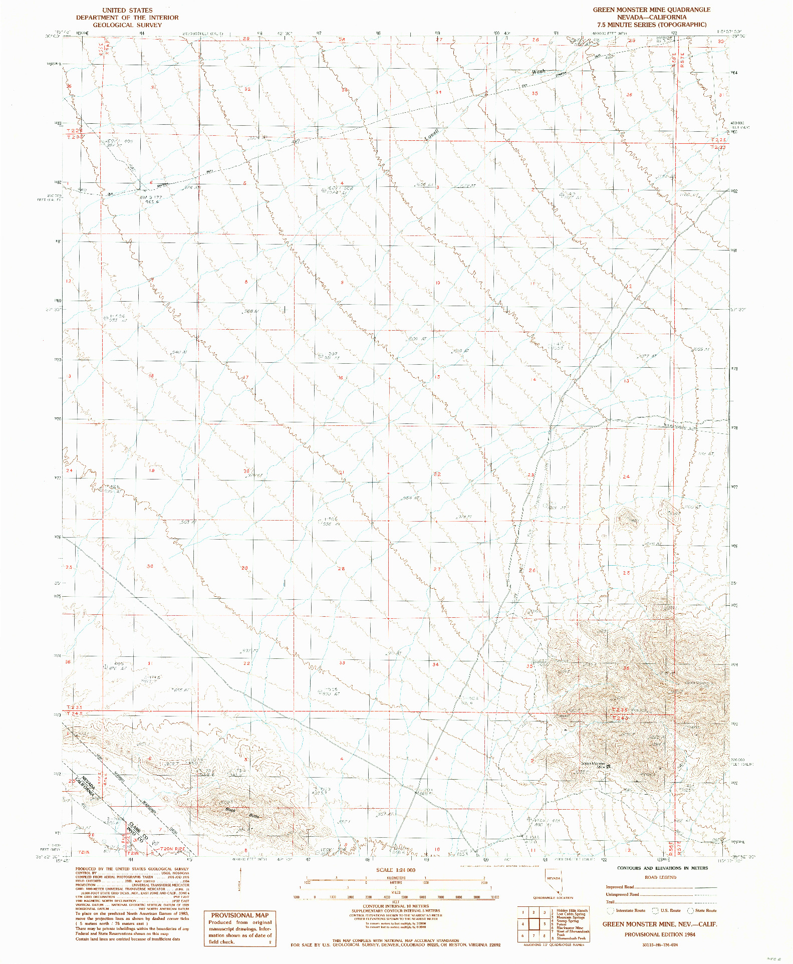 USGS 1:24000-SCALE QUADRANGLE FOR GREEN MONSTER MINE, NV 1984