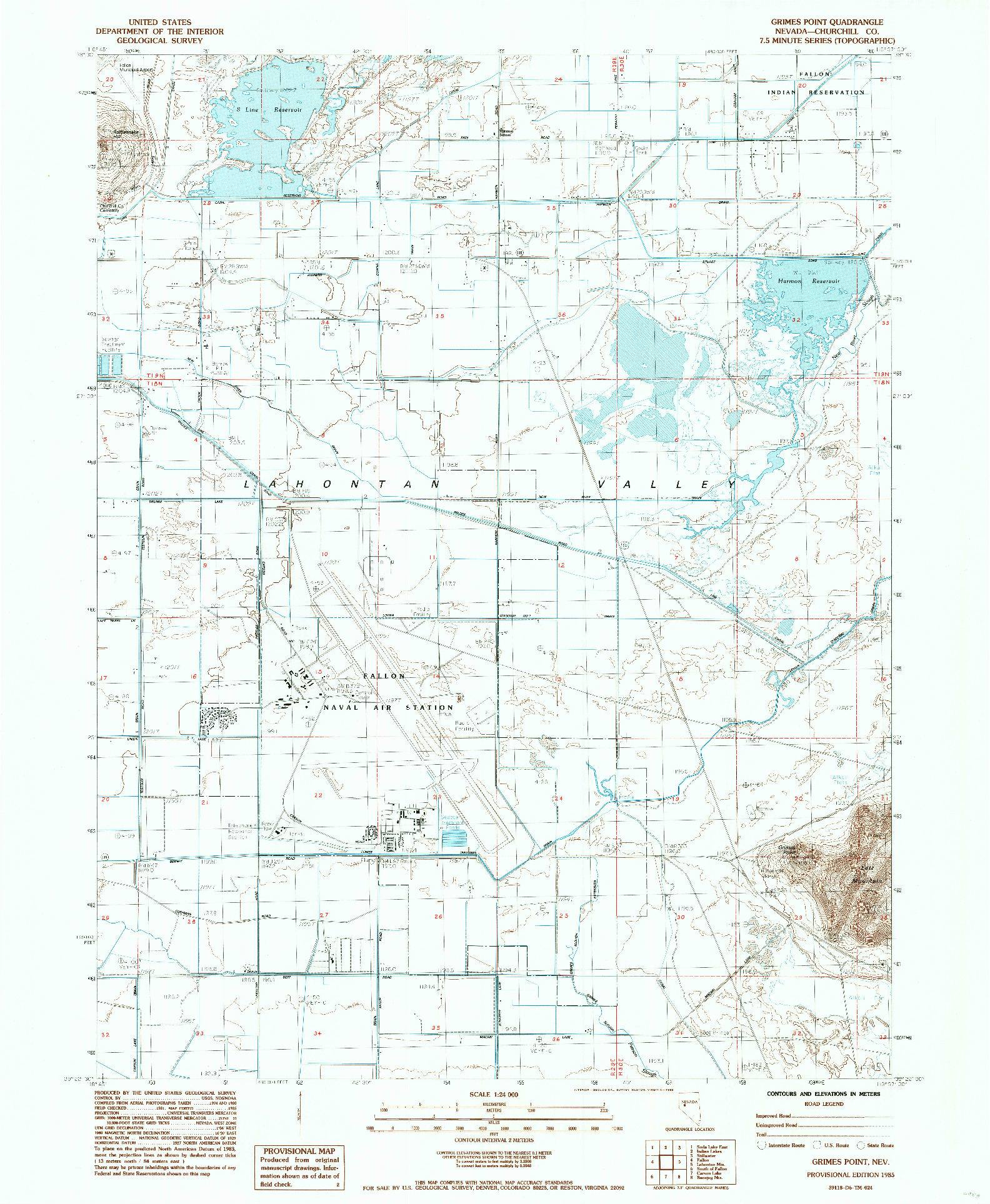 USGS 1:24000-SCALE QUADRANGLE FOR GRIMES POINT, NV 1985