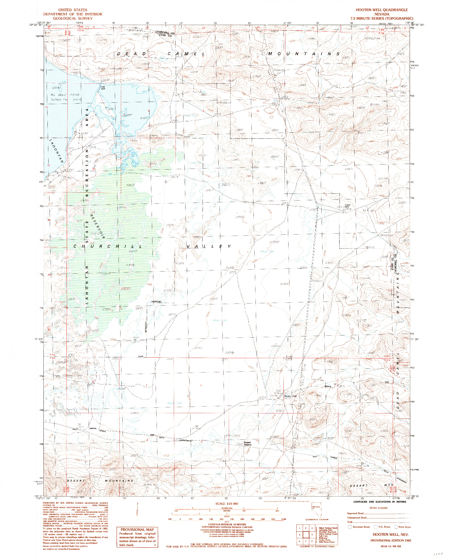 USGS 1:24000-SCALE QUADRANGLE FOR HOOTEN WELL, NV 1985