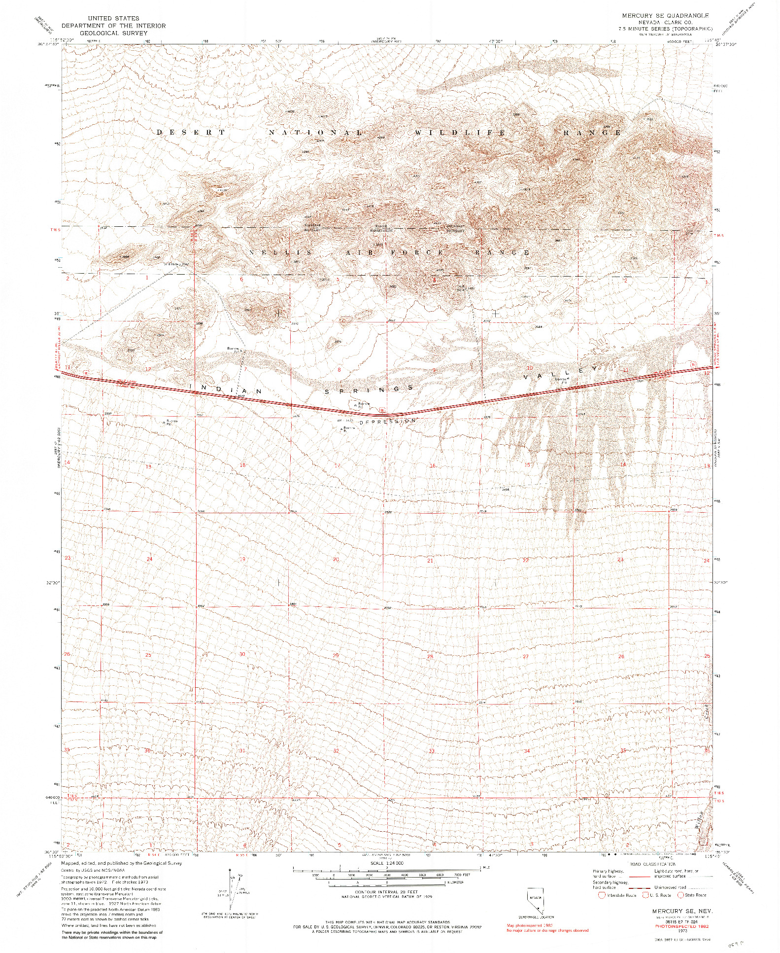 USGS 1:24000-SCALE QUADRANGLE FOR MERCURY SE, NV 1973
