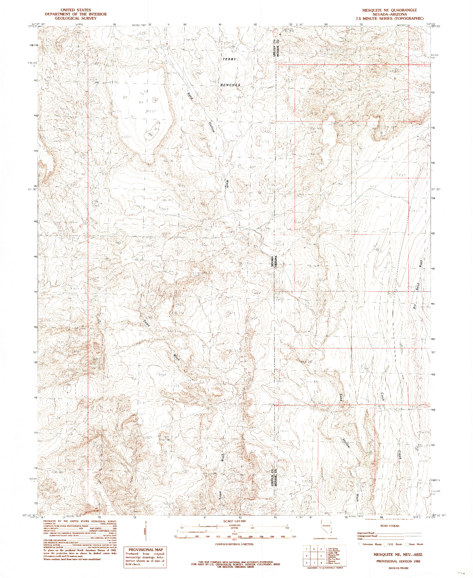 USGS 1:24000-SCALE QUADRANGLE FOR MESQUITE NE, NV 1985
