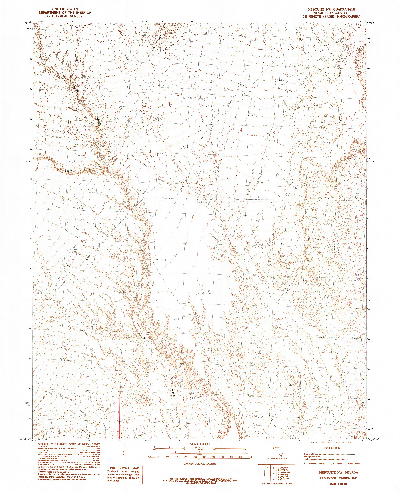 USGS 1:24000-SCALE QUADRANGLE FOR MESQUITE NW, NV 1985