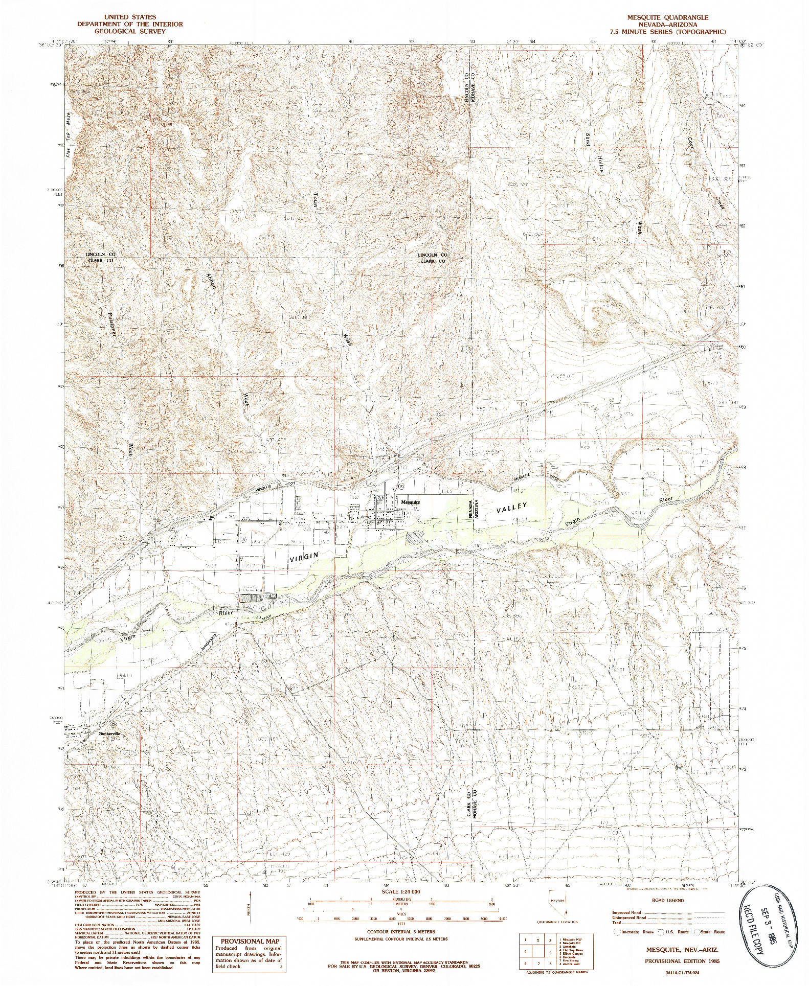 USGS 1:24000-SCALE QUADRANGLE FOR MESQUITE, NV 1985