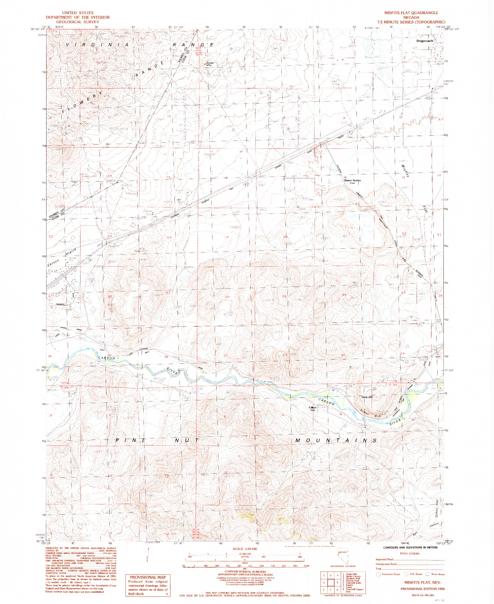 USGS 1:24000-SCALE QUADRANGLE FOR MISFITS FLAT, NV 1985