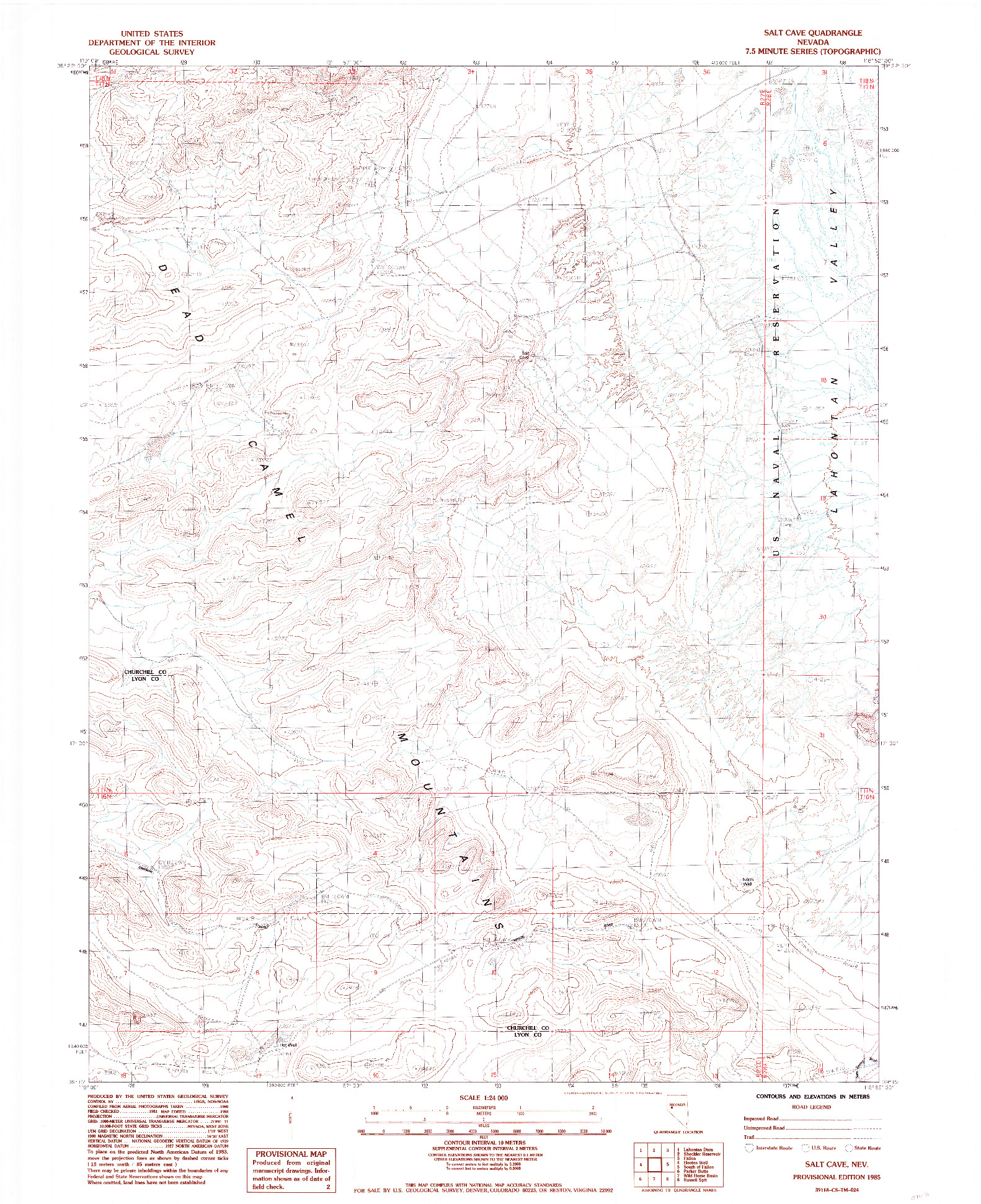 USGS 1:24000-SCALE QUADRANGLE FOR SALT CAVE, NV 1985