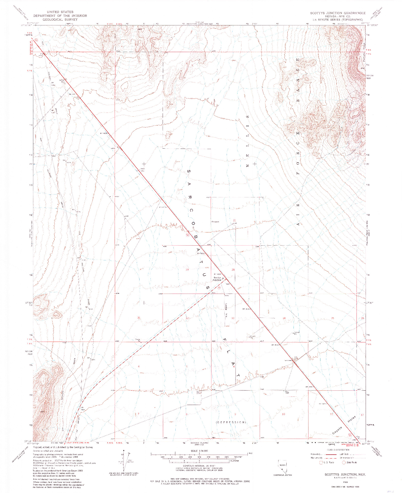 USGS 1:24000-SCALE QUADRANGLE FOR SCOTTYS JUNCTION, NV 1968
