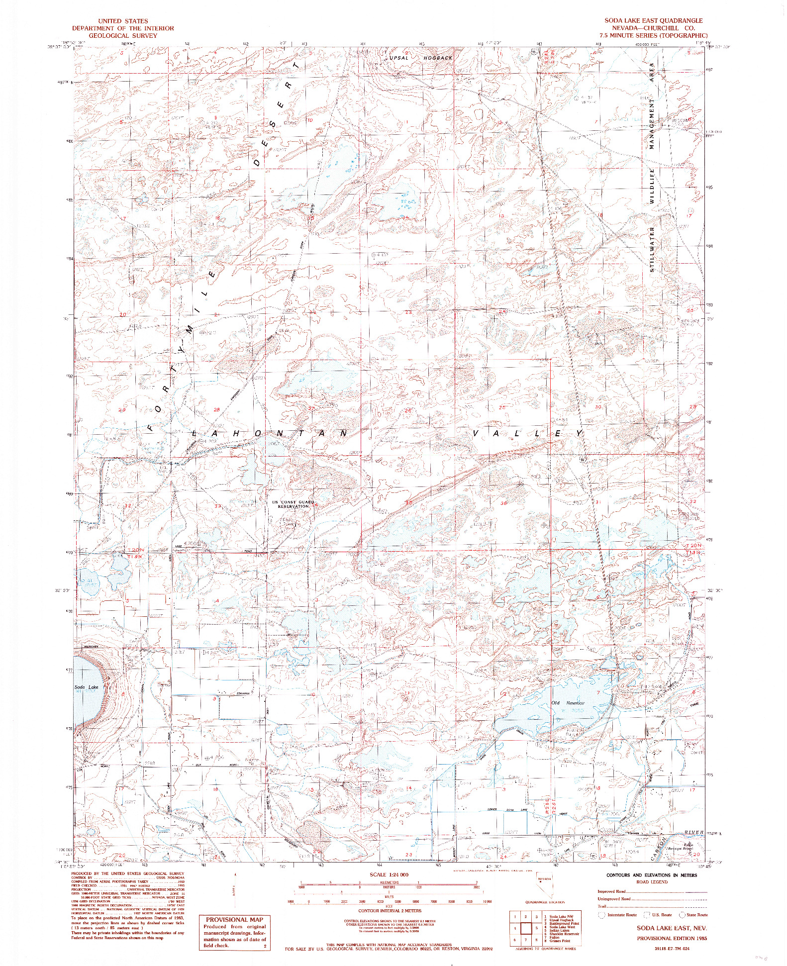 USGS 1:24000-SCALE QUADRANGLE FOR SODA LAKE EAST, NV 1985