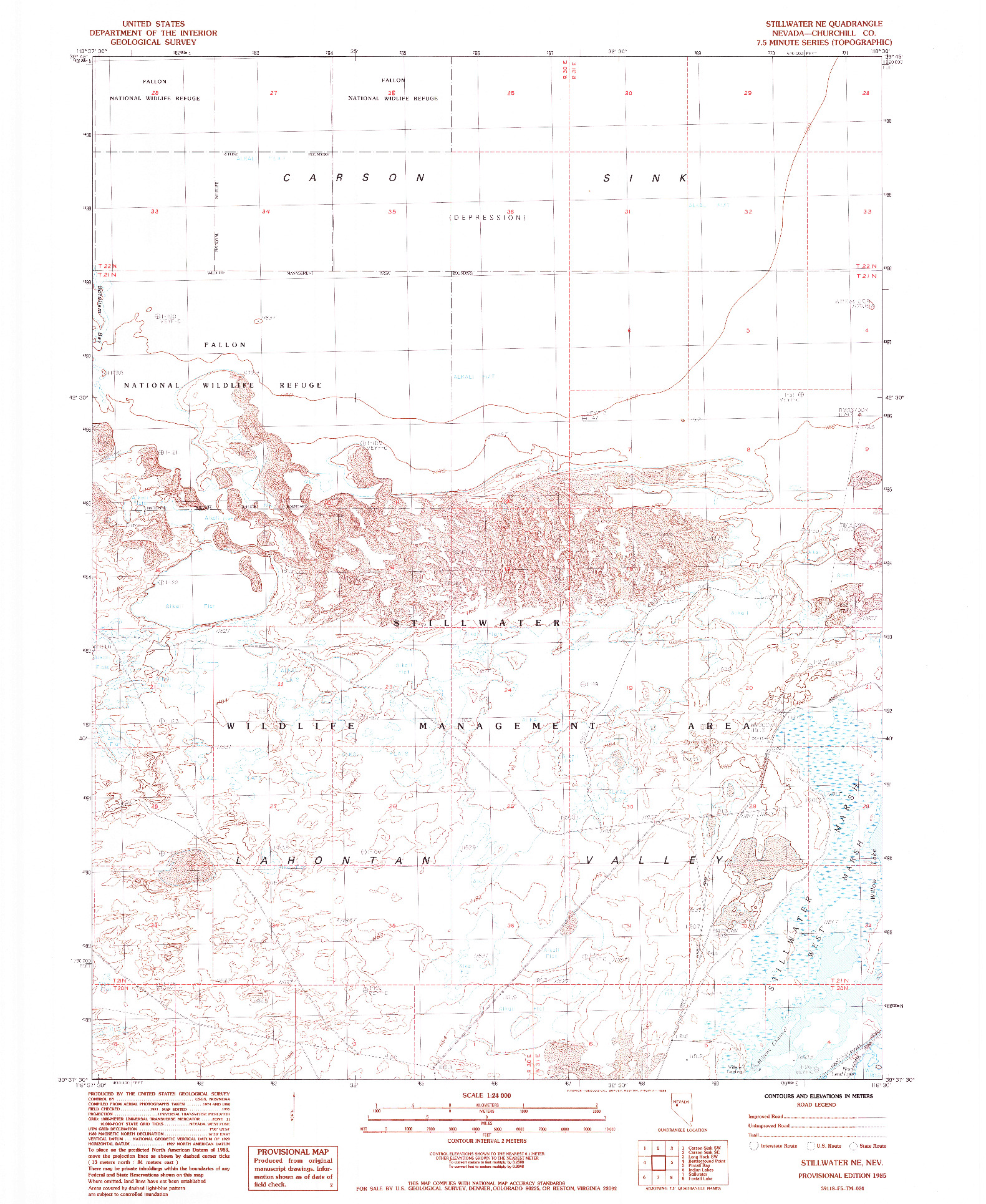 USGS 1:24000-SCALE QUADRANGLE FOR STILLWATER NE, NV 1985