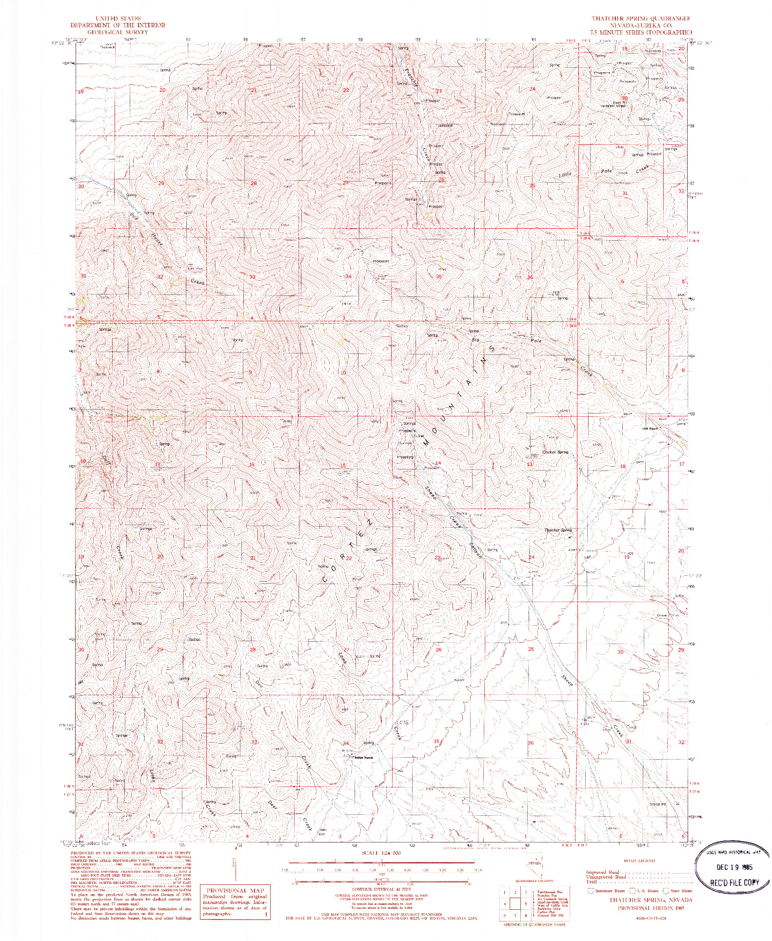 USGS 1:24000-SCALE QUADRANGLE FOR THATCHER SPRING, NV 1985