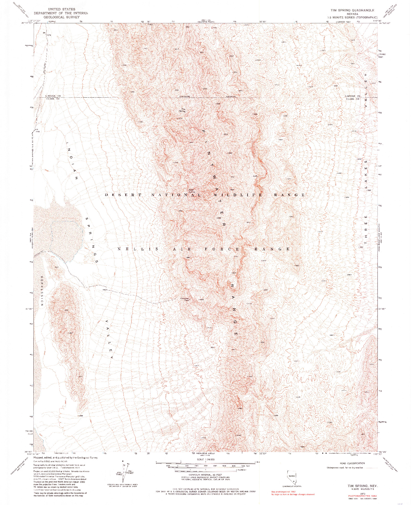 USGS 1:24000-SCALE QUADRANGLE FOR TIM SPRING, NV 1973