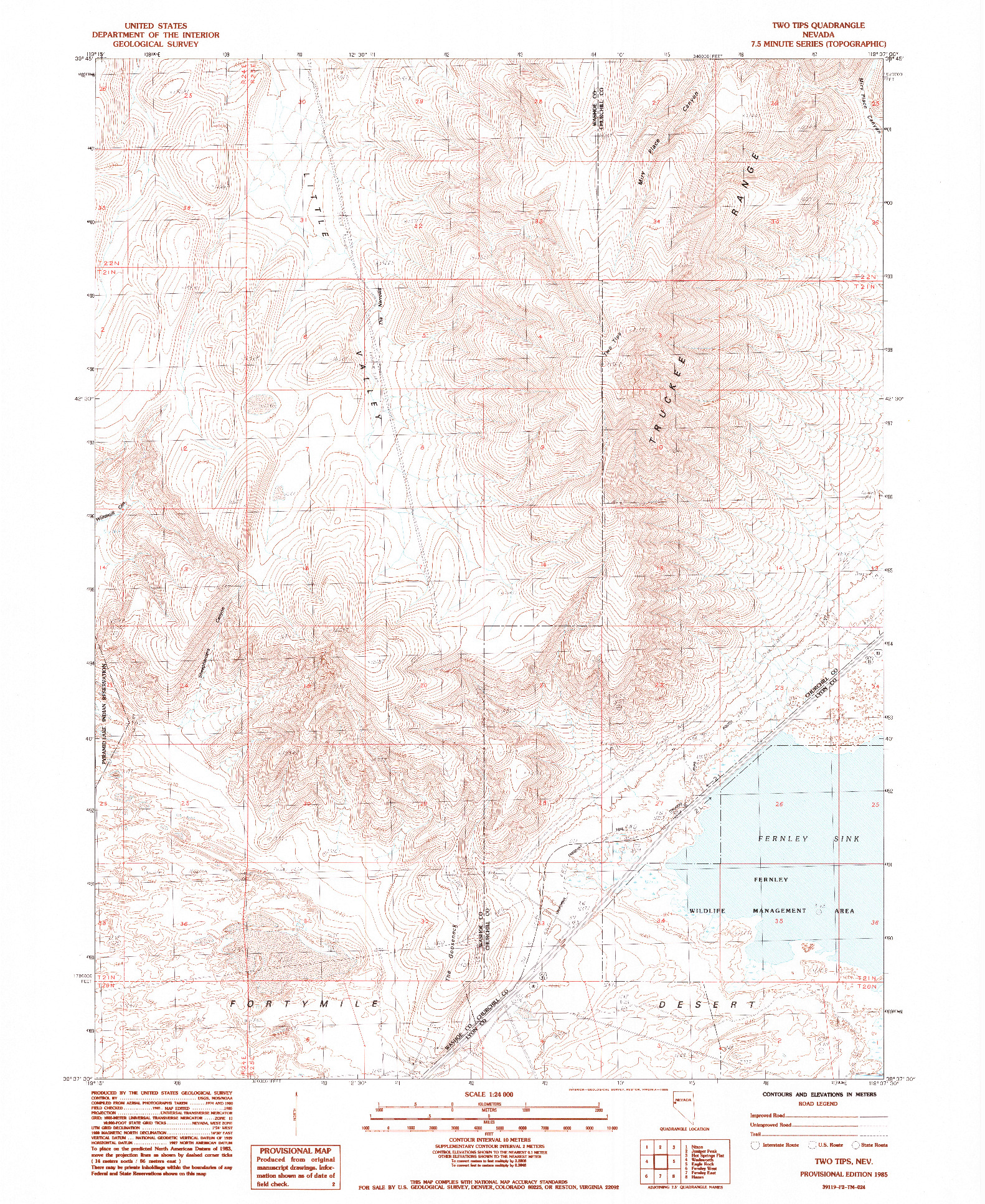 USGS 1:24000-SCALE QUADRANGLE FOR TWO TIPS, NV 1985