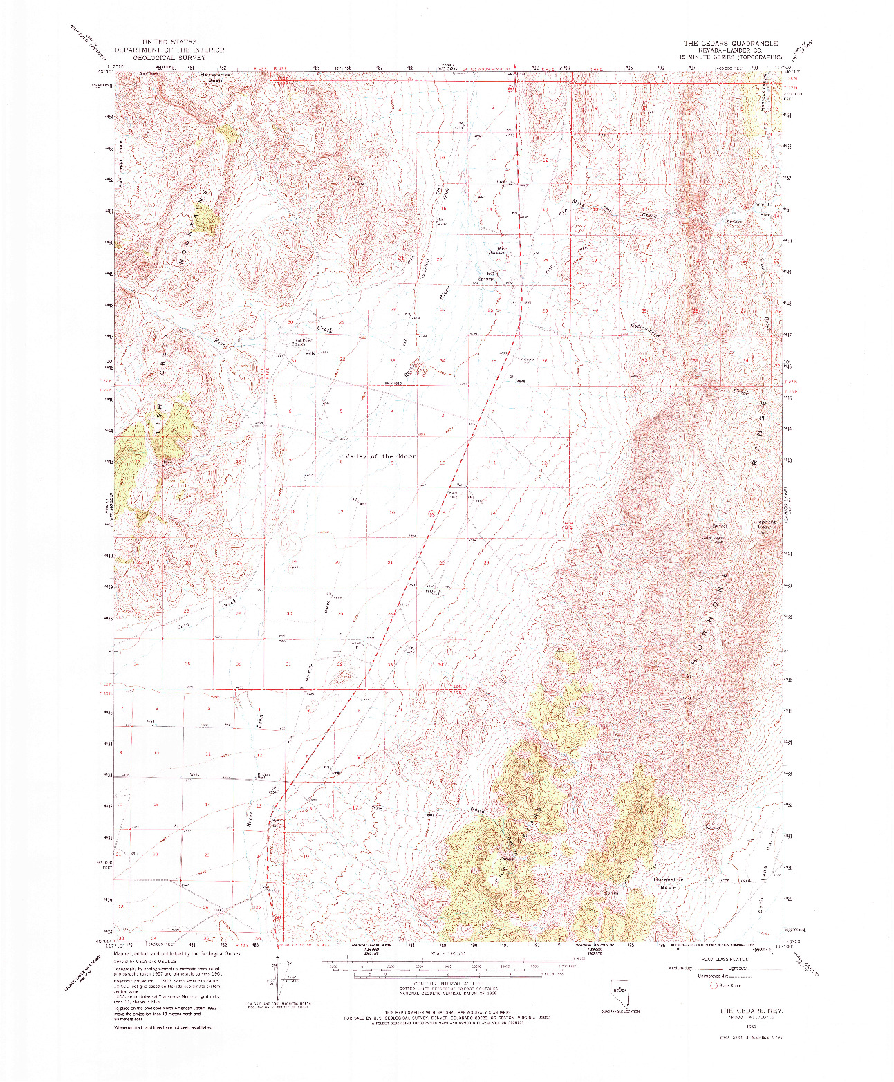 USGS 1:62500-SCALE QUADRANGLE FOR THE CEDARS, NV 1961