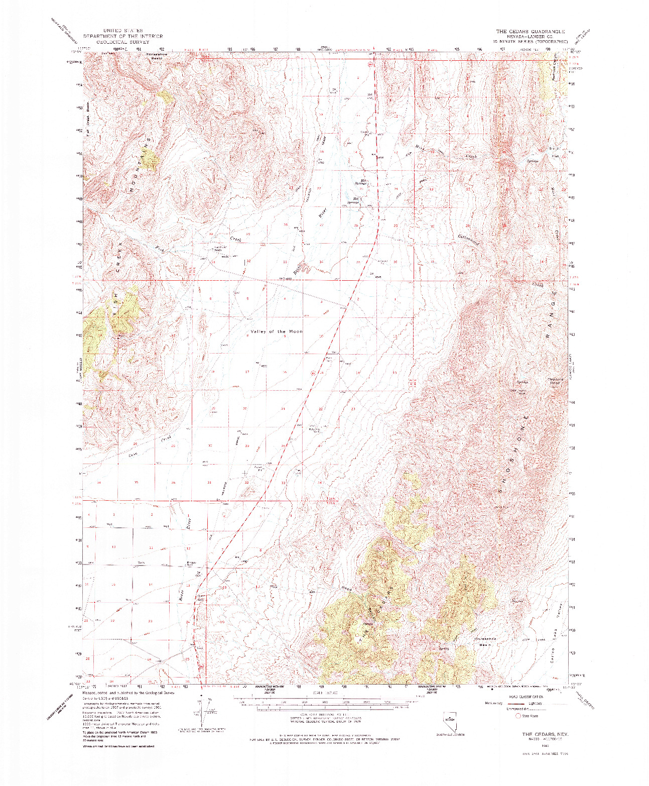 USGS 1:62500-SCALE QUADRANGLE FOR THE CEDARS, NV 1961