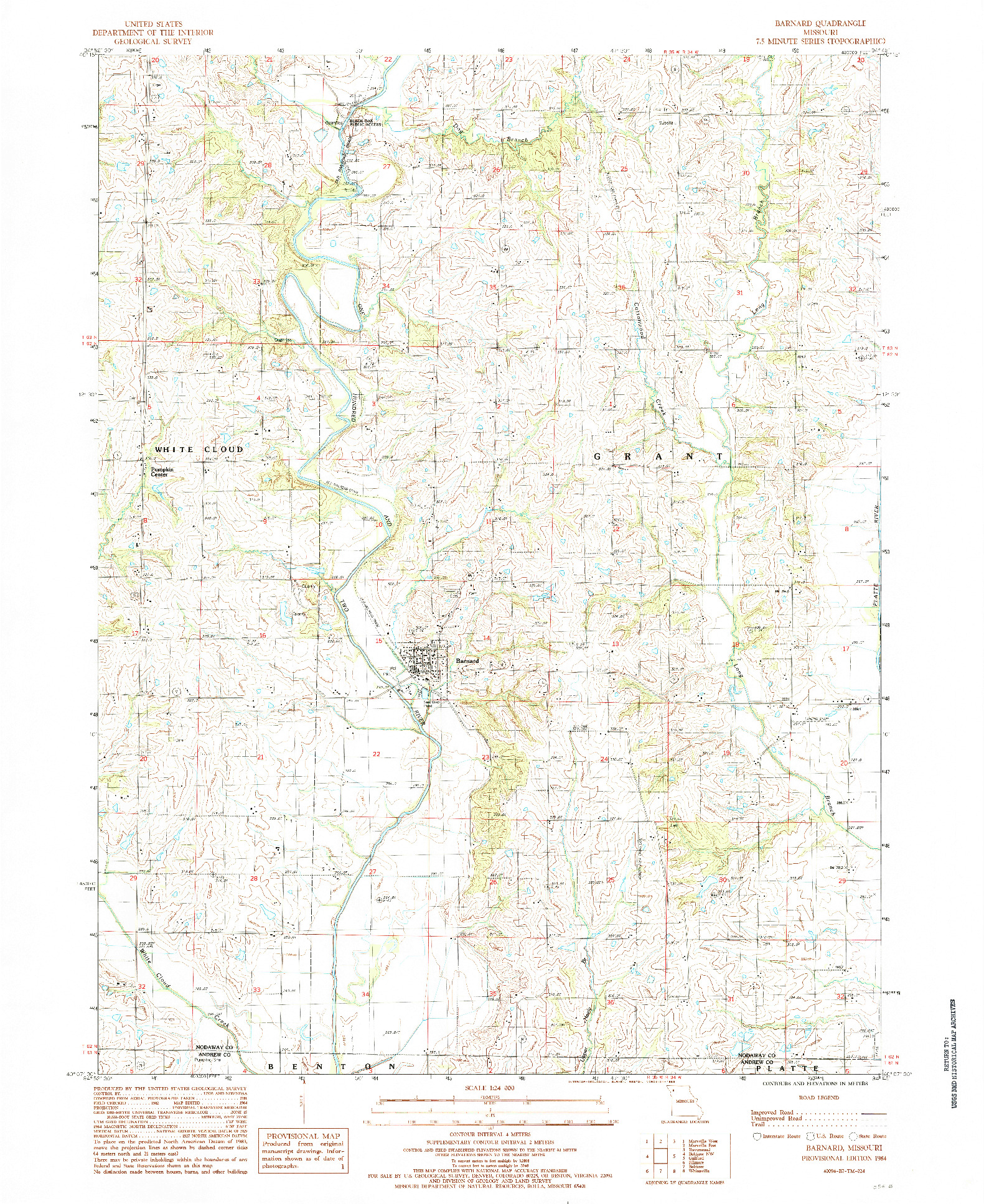 USGS 1:24000-SCALE QUADRANGLE FOR BARNARD, MO 1984