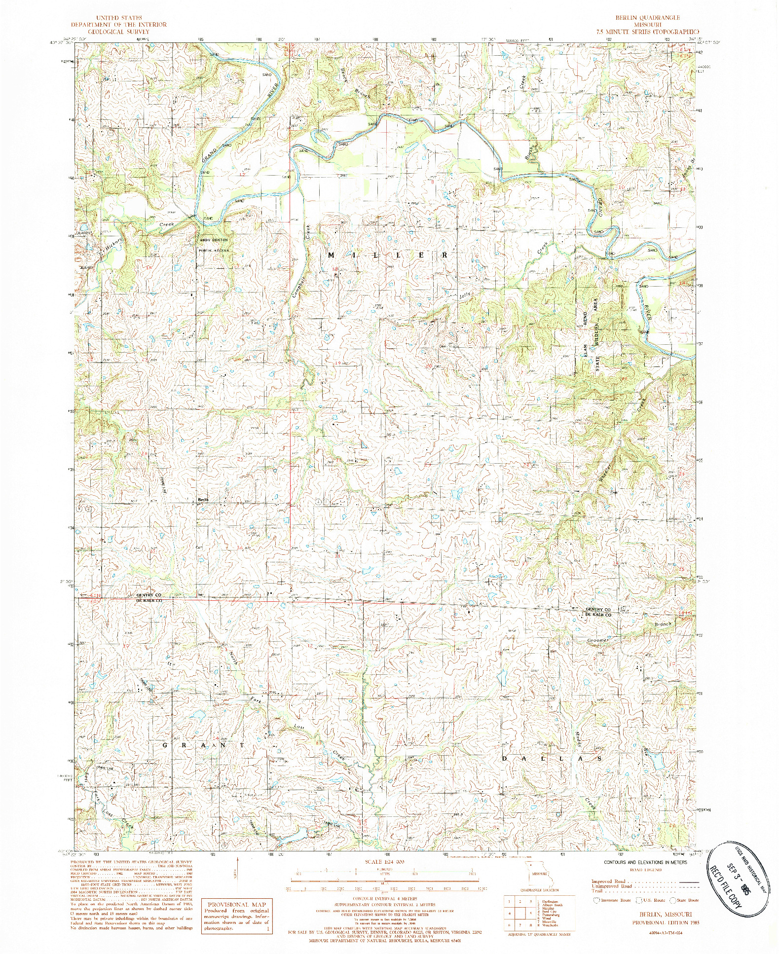 USGS 1:24000-SCALE QUADRANGLE FOR BERLIN, MO 1985