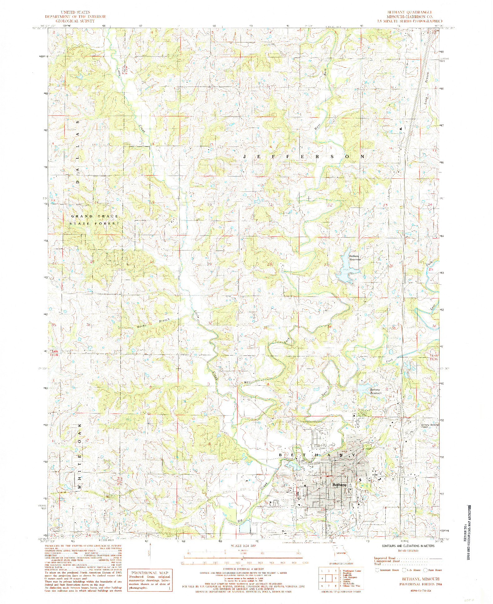 USGS 1:24000-SCALE QUADRANGLE FOR BETHANY, MO 1984