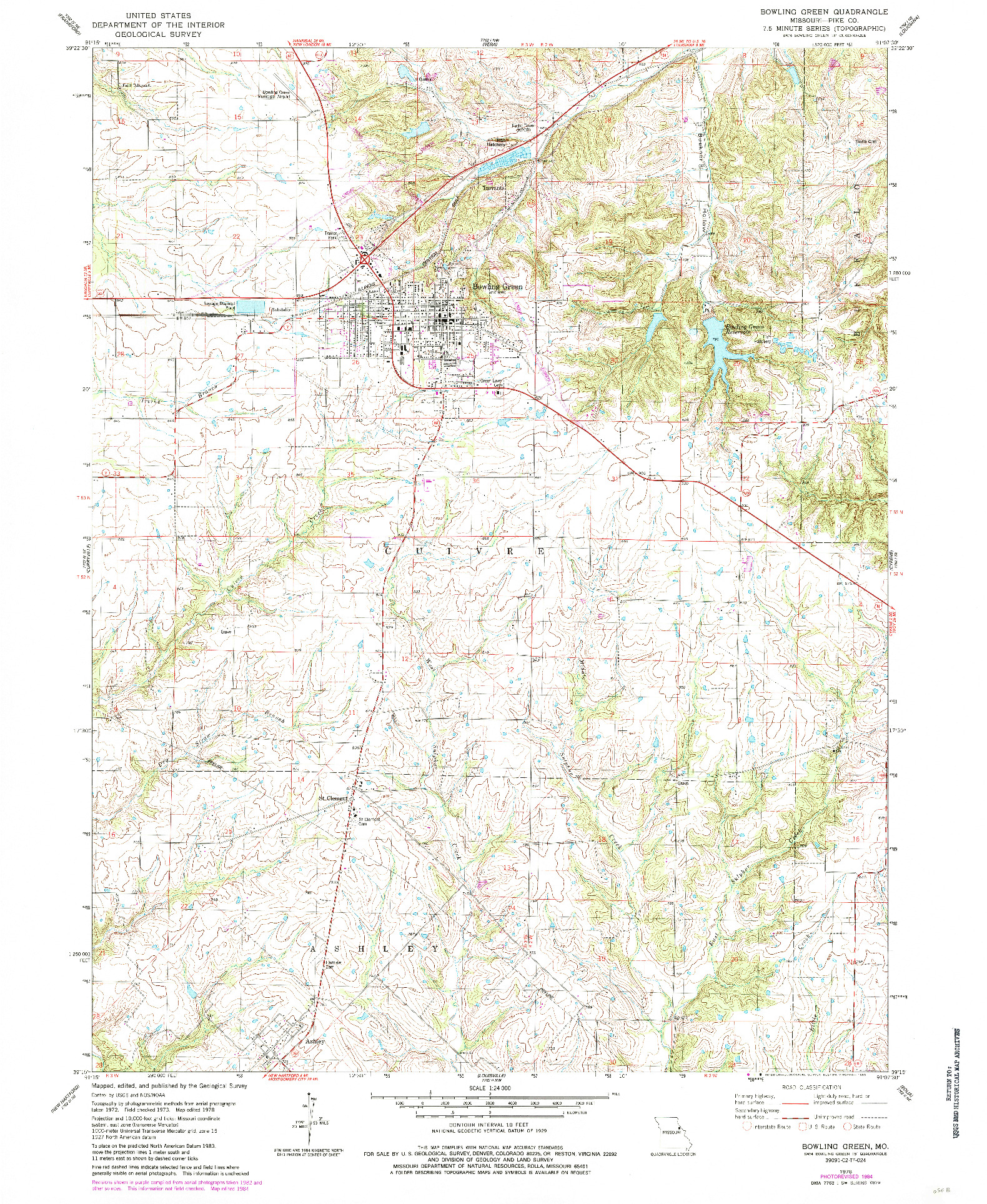 USGS 1:24000-SCALE QUADRANGLE FOR BOWLING GREEN, MO 1978