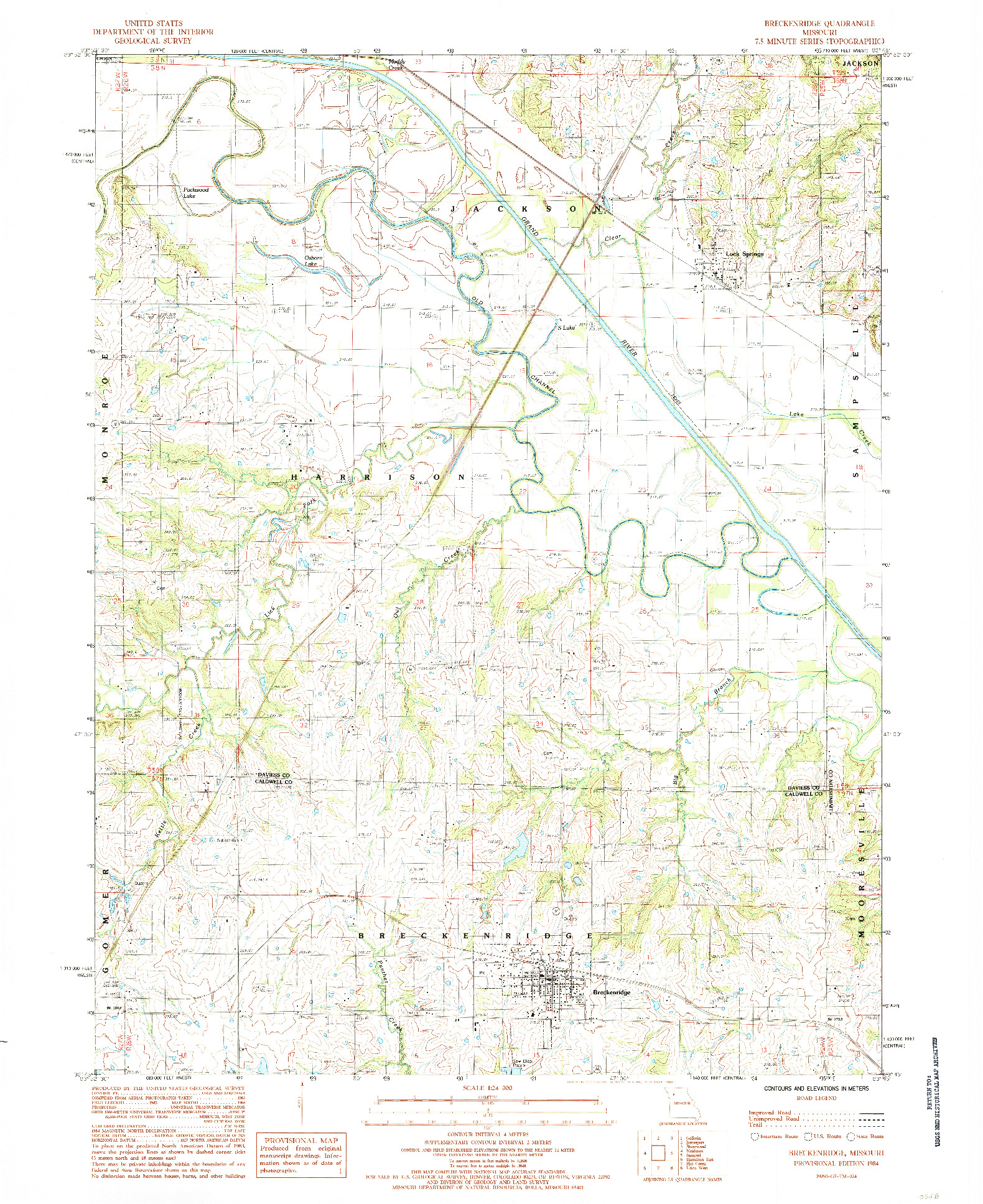 USGS 1:24000-SCALE QUADRANGLE FOR BRECKENRIDGE, MO 1984