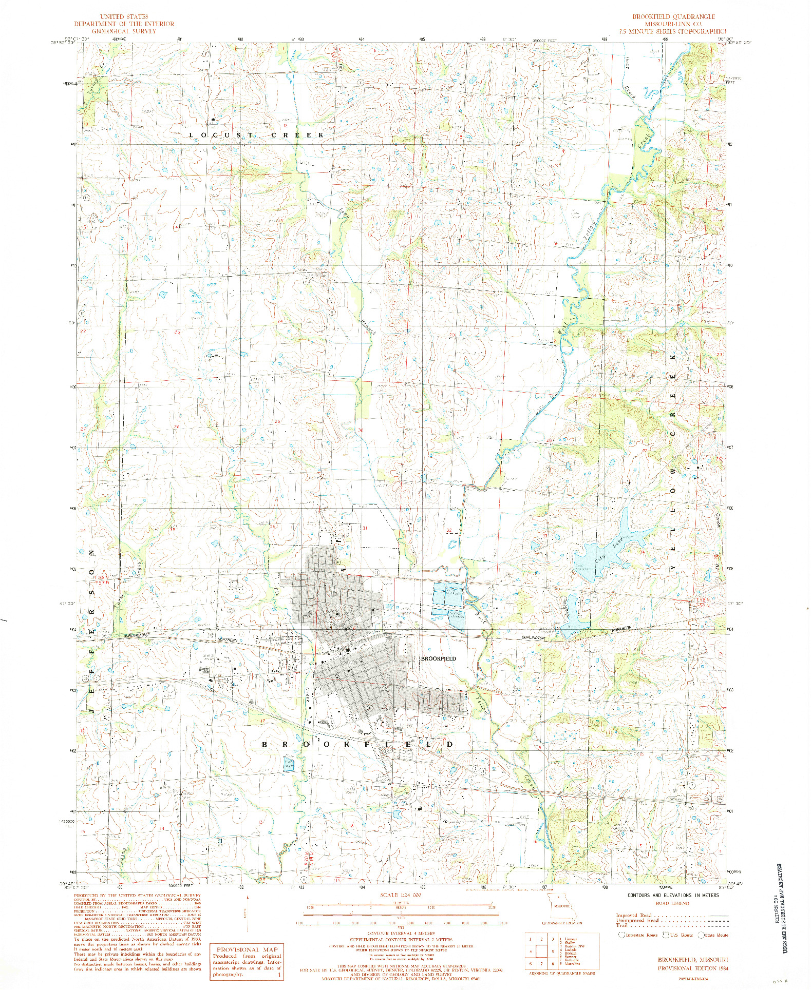 USGS 1:24000-SCALE QUADRANGLE FOR BROOKFIELD, MO 1984